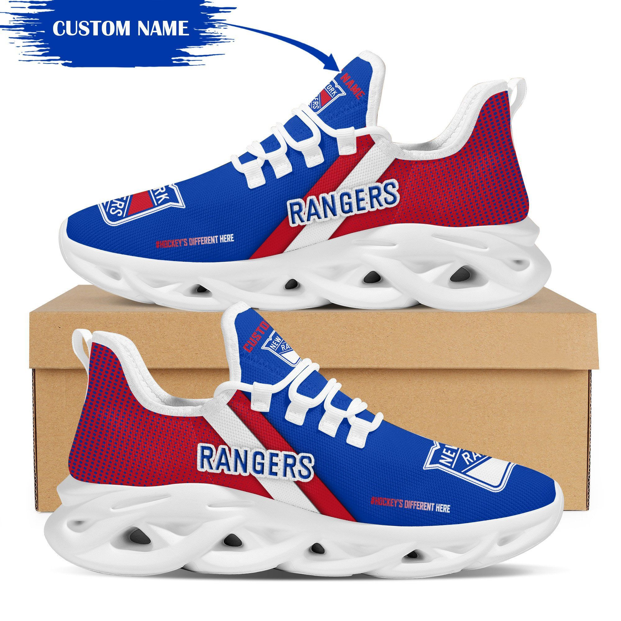 New York Rangers Custom Personalized Max Soul Sneakers Shoes - Famjoys New York Rangers Custom Personalized Max Soul Sneakers Shoes - Famjoys