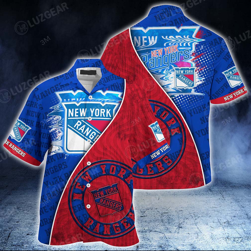 New York Rangers Summer Hawaiian Shirt New Trend For Men Women - Famjoys New York Rangers Summer Hawaiian Shirt New Trend For Men Women - Famjoys