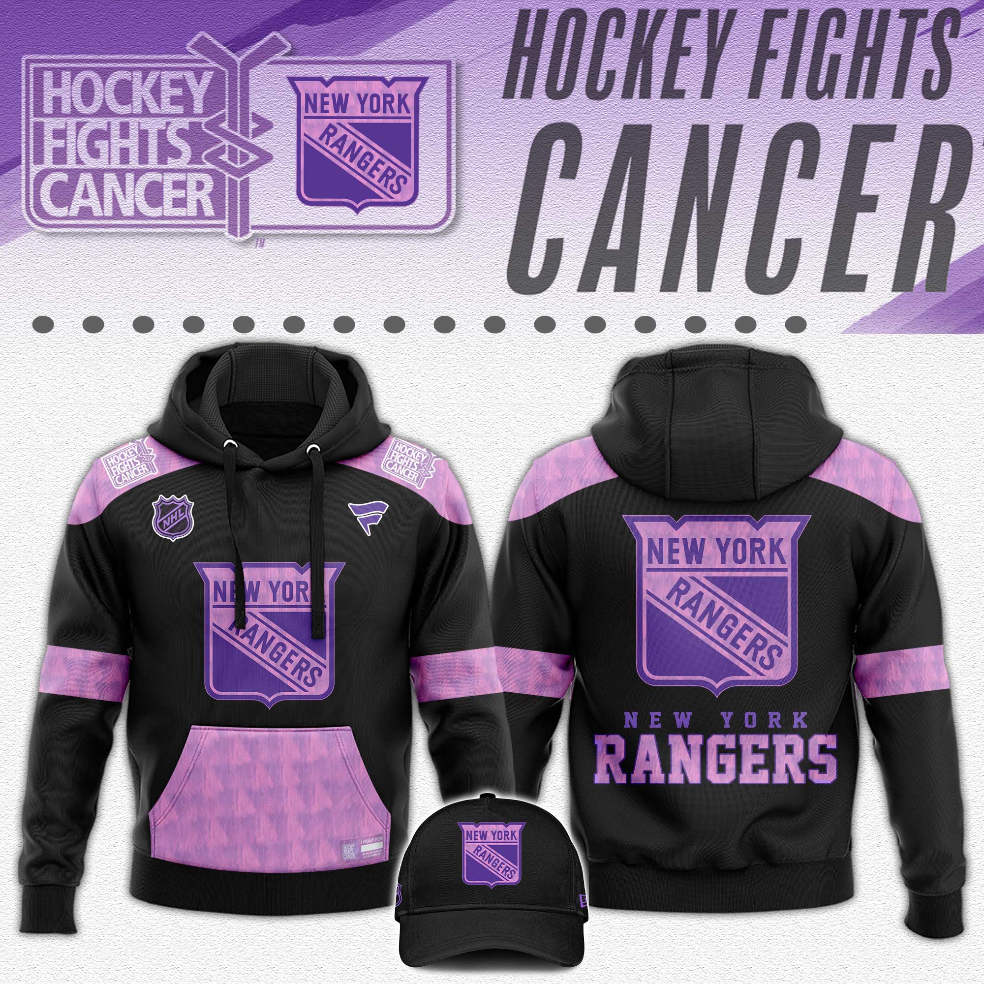 New York Rangers x Hockey Fights Cancer Black Hoodie 2024 - Famjoys New York Rangers x Hockey Fights Cancer Black Hoodie 2024 - Famjoys