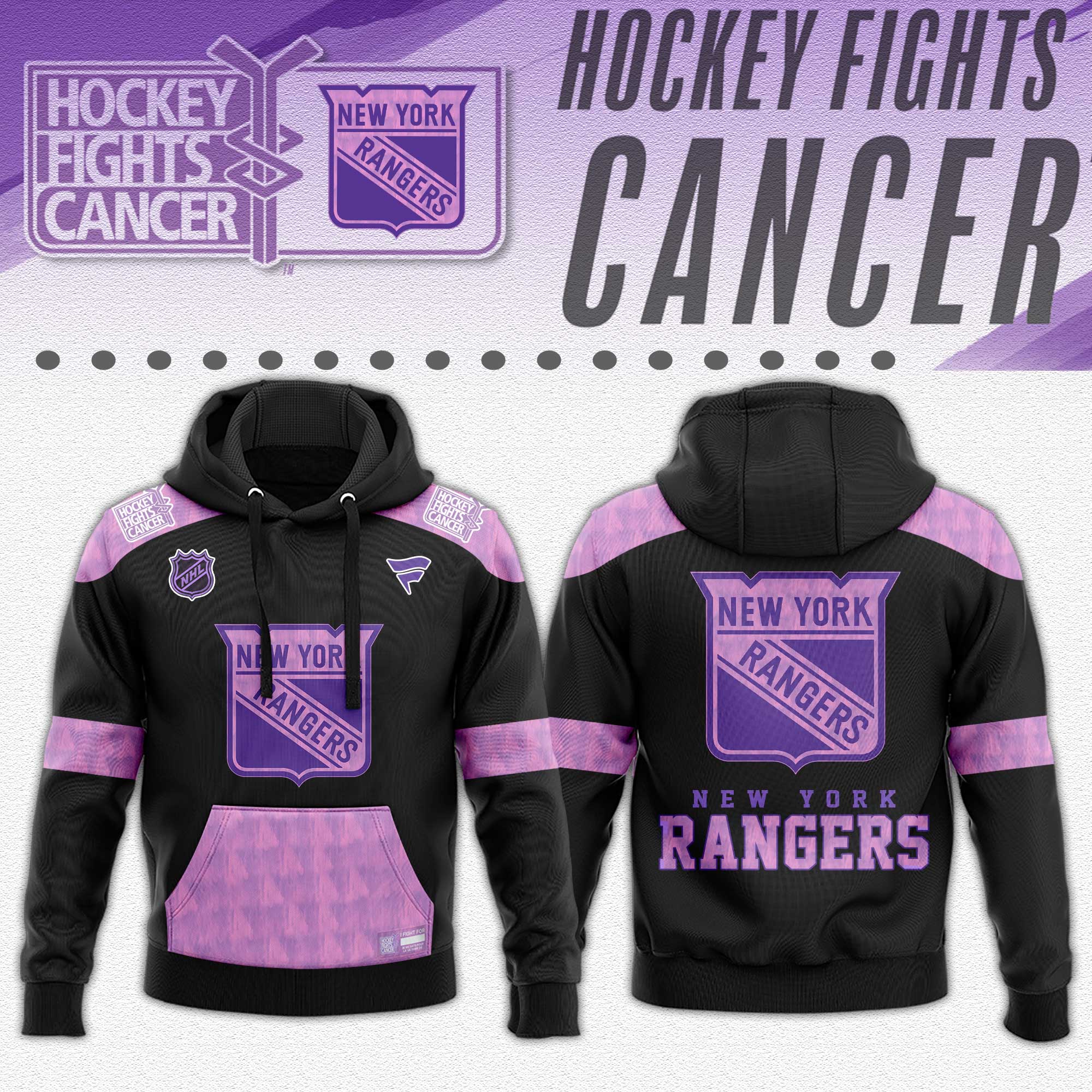 New York Rangers x Hockey Fights Cancer Black Hoodie 2024 - Famjoys New York Rangers x Hockey Fights Cancer Black Hoodie 2024 - Famjoys