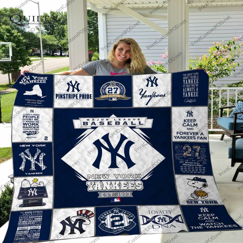 New York Yankees 17 Quilt Blanket - Famjoys New York Yankees 17 Quilt Blanket - Famjoys