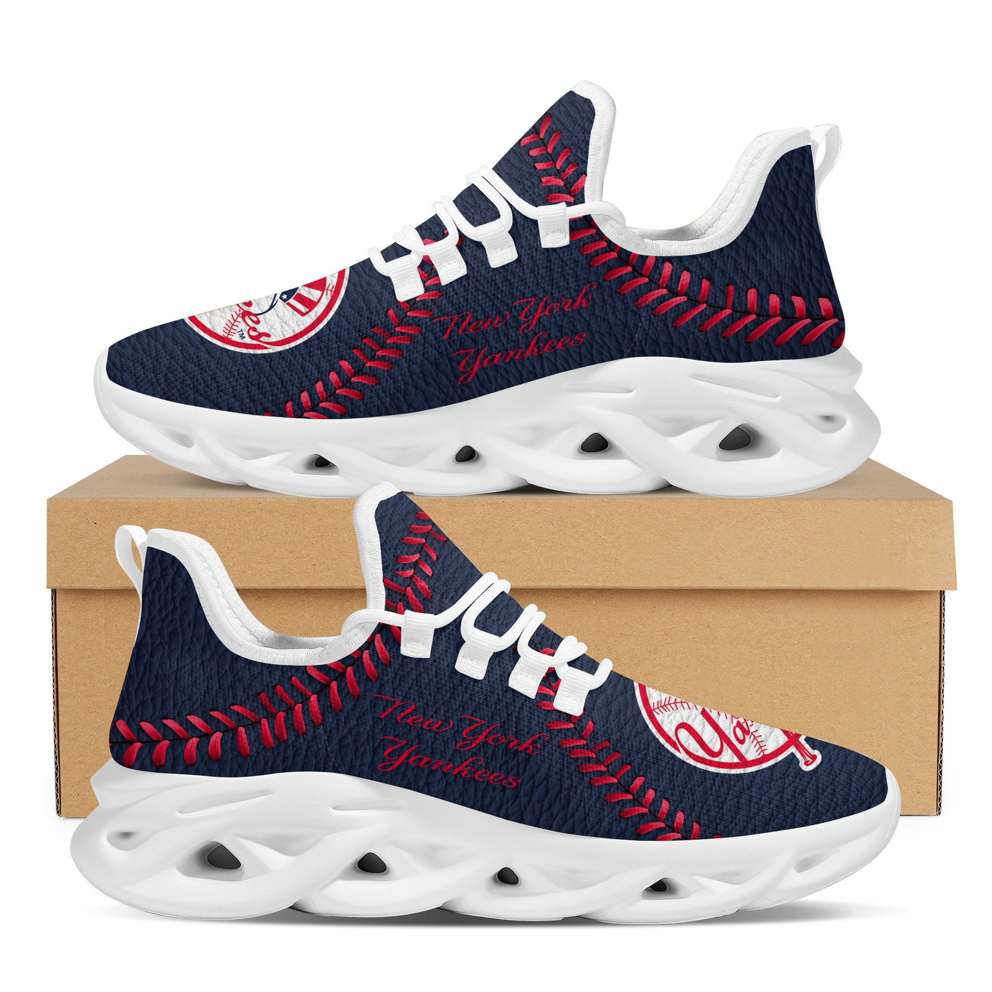 New York Yankees Baseball Teams Leather Surface Design Trending Max Soul Clunky Sneaker - Famjoys New York Yankees Baseball Teams Leather Surface Design Trending Max Soul Clunky Sneaker - Famjoys