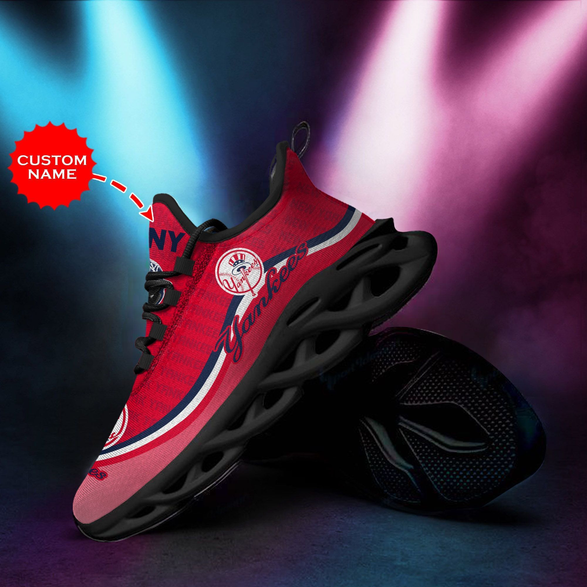 New York Yankees Custom Personalized Max Soul Sneakers Shoes - Famjoys New York Yankees Custom Personalized Max Soul Sneakers Shoes - Famjoys