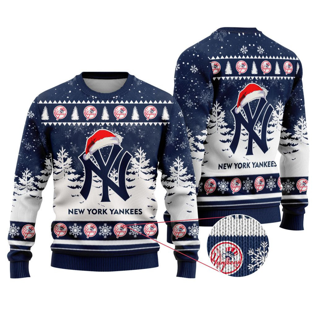 New York Yankees Funny Christmas Ugly Sweater - Famjoys New York Yankees Funny Christmas Ugly Sweater - Famjoys