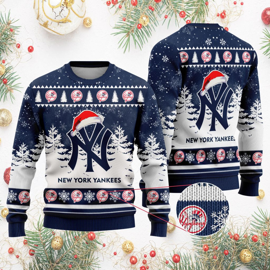 New York Yankees Funny Christmas Ugly Sweater - Famjoys New York Yankees Funny Christmas Ugly Sweater - Famjoys