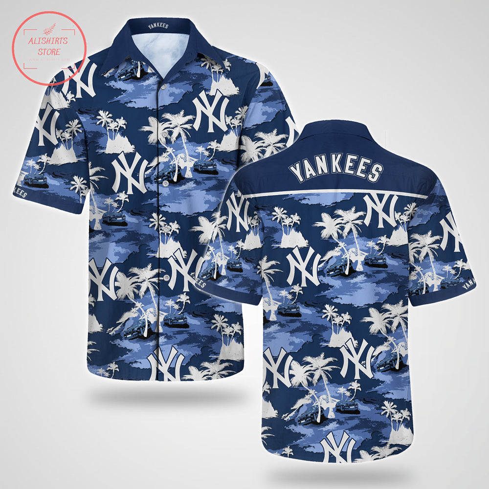 New York Yankees Hawaiian Shirt Summer Button Up - Famjoys New York Yankees Hawaiian Shirt Summer Button Up - Famjoys