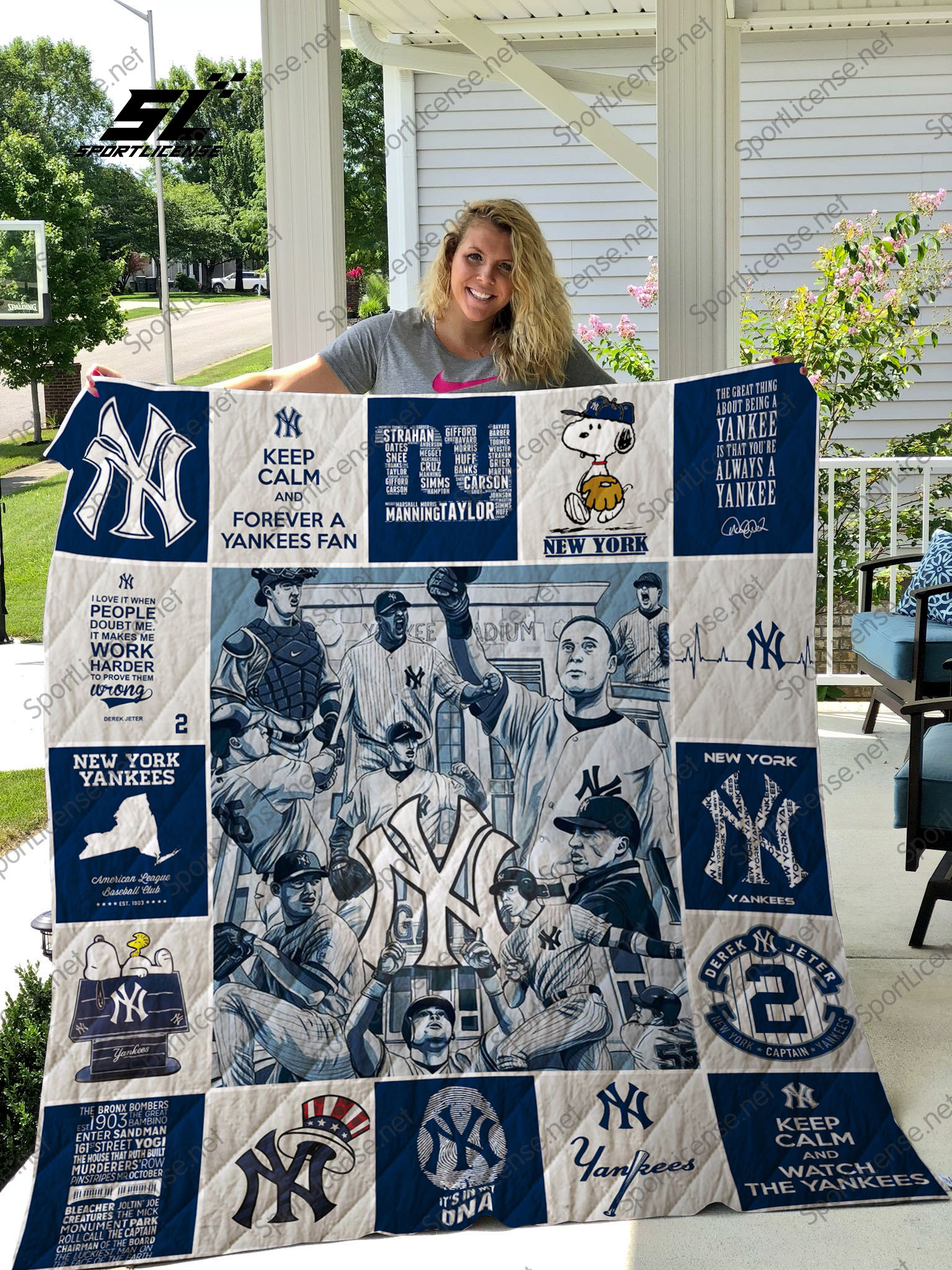 New York Yankees Quilt Blanket - Famjoys New York Yankees Quilt Blanket - Famjoys