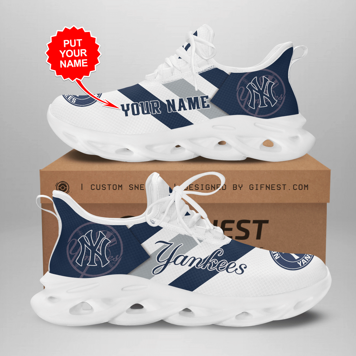 New York Yankees Running Sneakers 283 - Famjoys New York Yankees Running Sneakers 283 - Famjoys