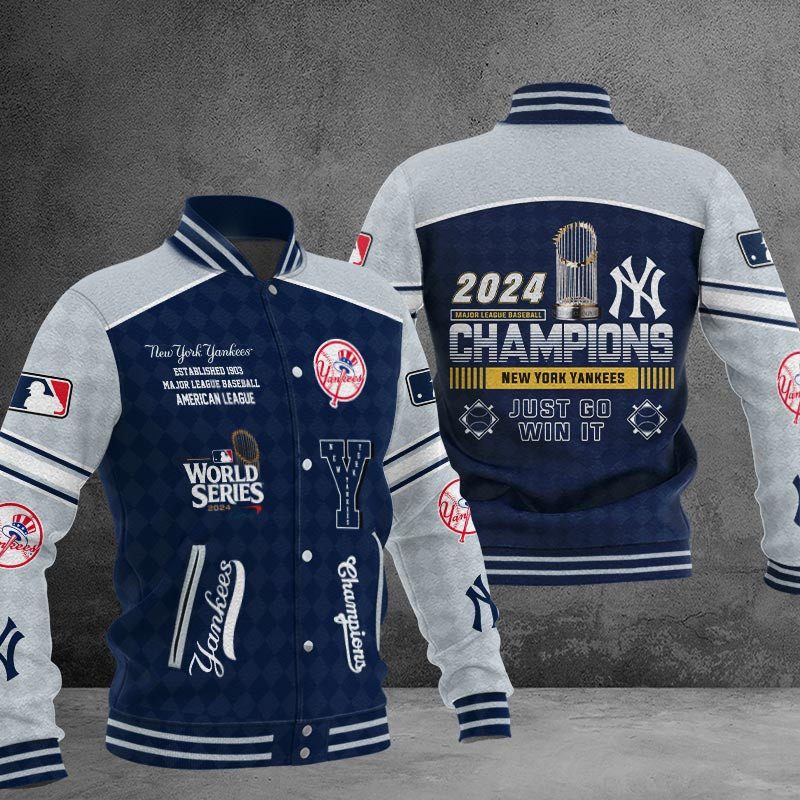 New York Yankees World Series Champions Varsity Baseball Jacket - Famjoys New York Yankees World Series Champions Varsity Baseball Jacket - Famjoys
