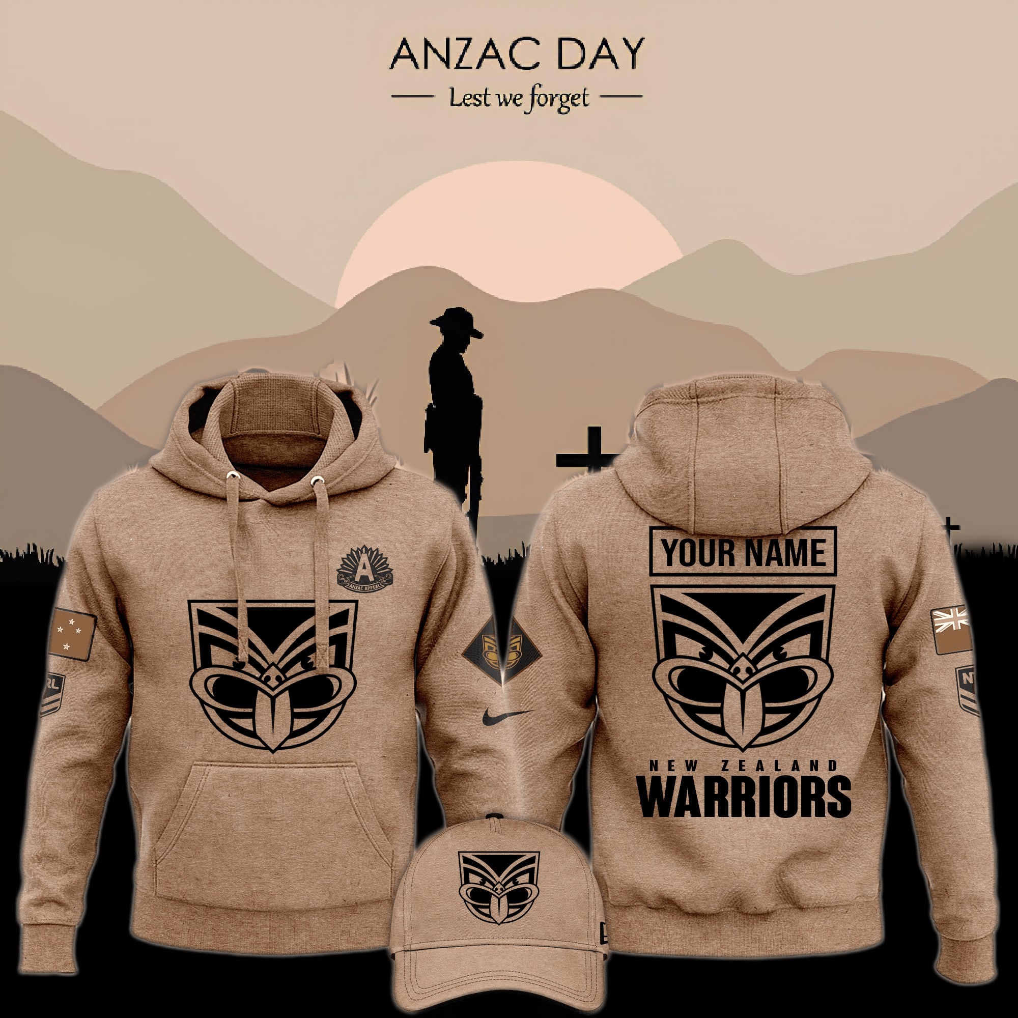 New zealand Warriors ANZAC Day Hoodie - Famjoys New zealand Warriors ANZAC Day Hoodie - Famjoys