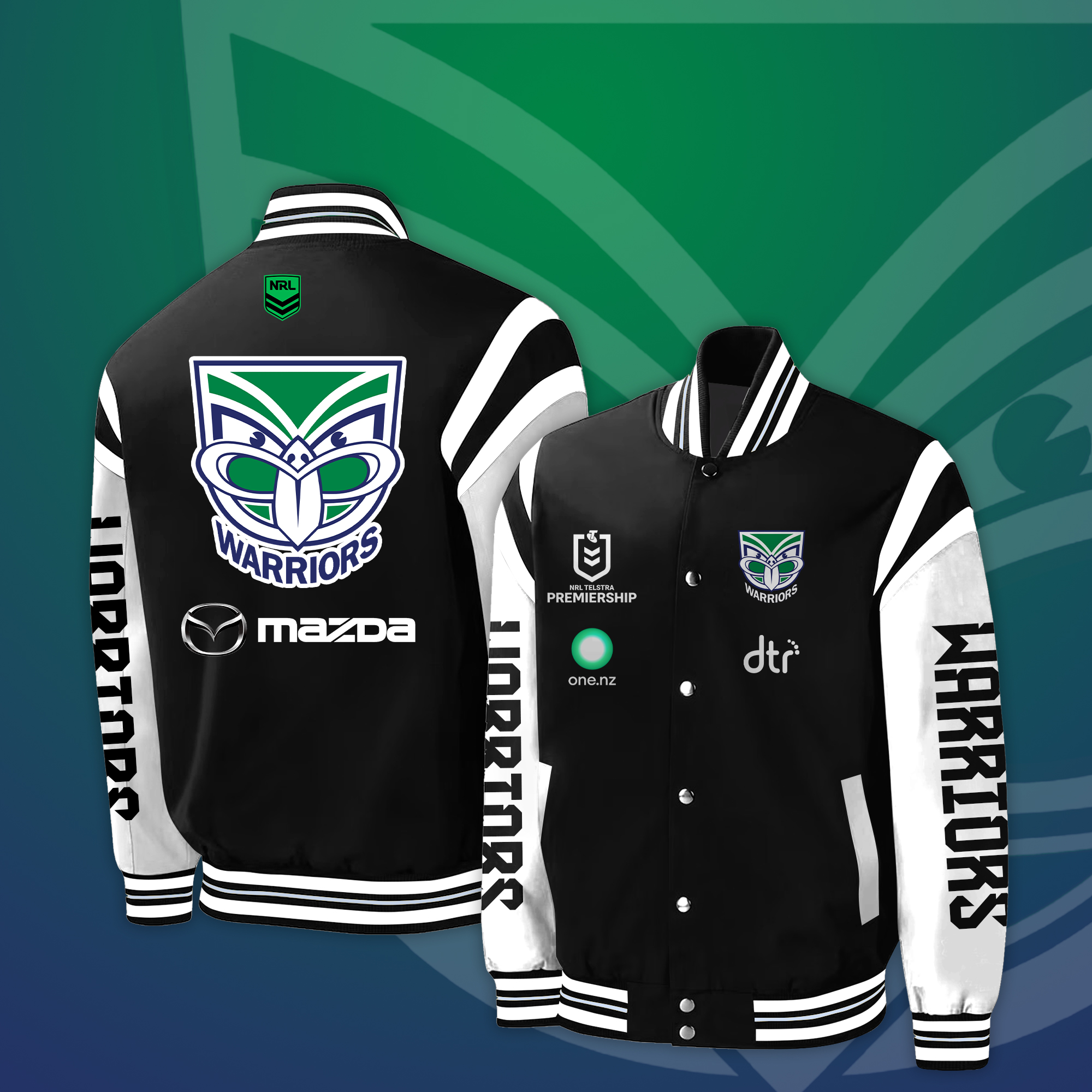 New Zealand Warriors Personalized Baseball Jacket - Famjoys New Zealand Warriors Personalized Baseball Jacket - Famjoys