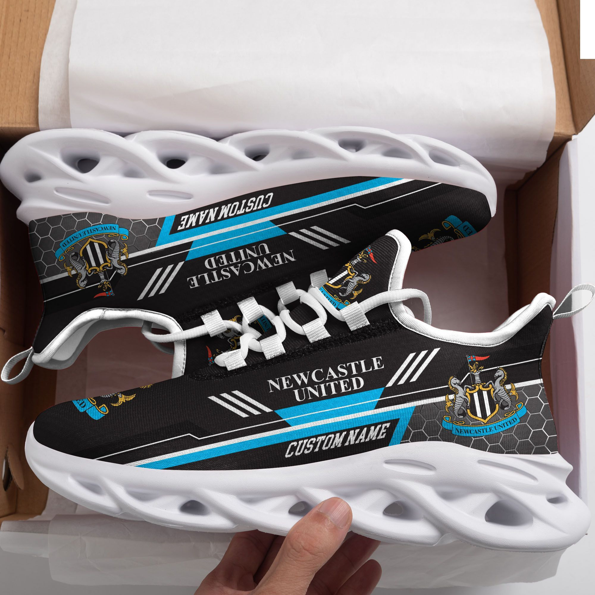 Newcastle United Custom Personalized Max Soul Sneakers Shoes - Famjoys Newcastle United Custom Personalized Max Soul Sneakers Shoes - Famjoys