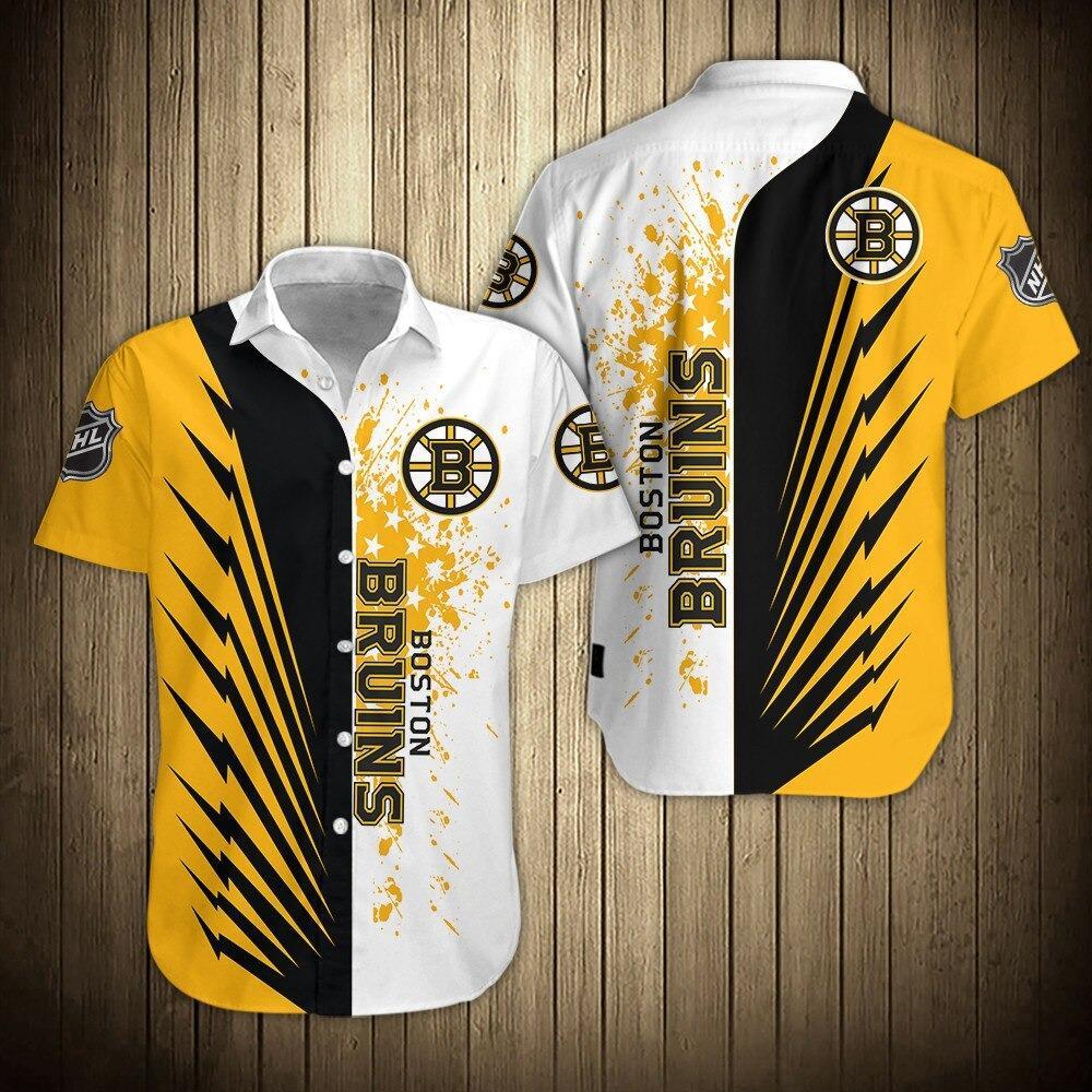 Nhl Boston Bruins Button Up Hawaiian Shirt - Famjoys Nhl Boston Bruins Button Up Hawaiian Shirt - Famjoys