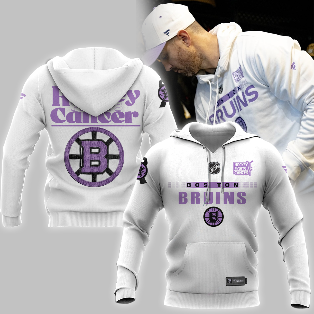 NHL Boston Bruins Hockey Fights Cancer Hoodie 2023 - Famjoys NHL Boston Bruins Hockey Fights Cancer Hoodie 2023 - Famjoys