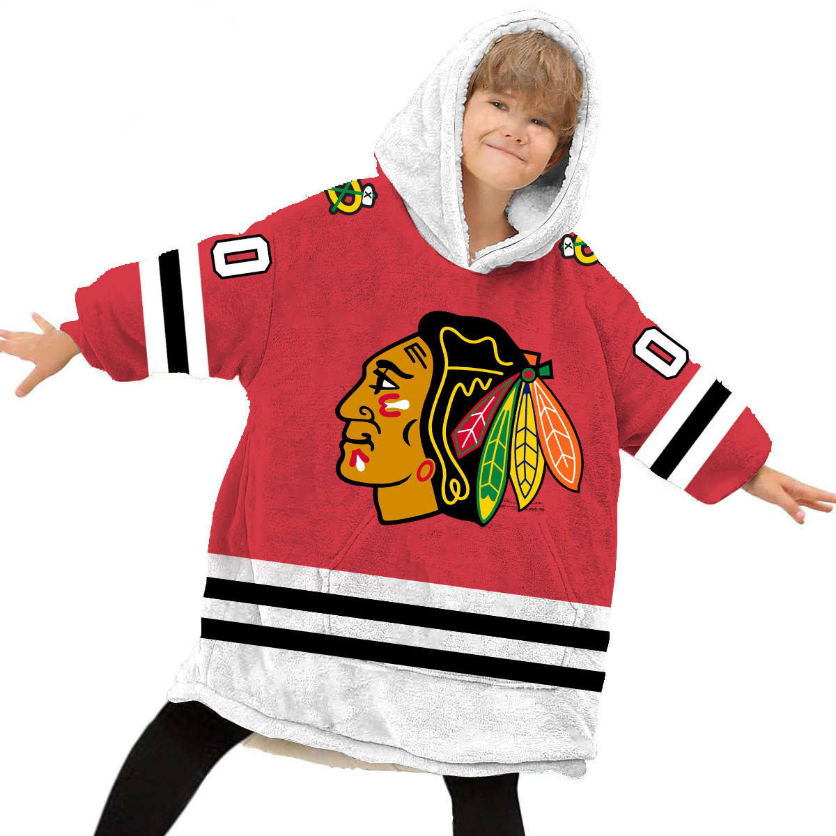 NHL Chicago Blackhawks Personalized Blanket Hoodie Hoodie Snuggie Hoodies For All Family - Famjoys NHL Chicago Blackhawks Personalized Blanket Hoodie Hoodie Snuggie Hoodies For All Family - Famjoys