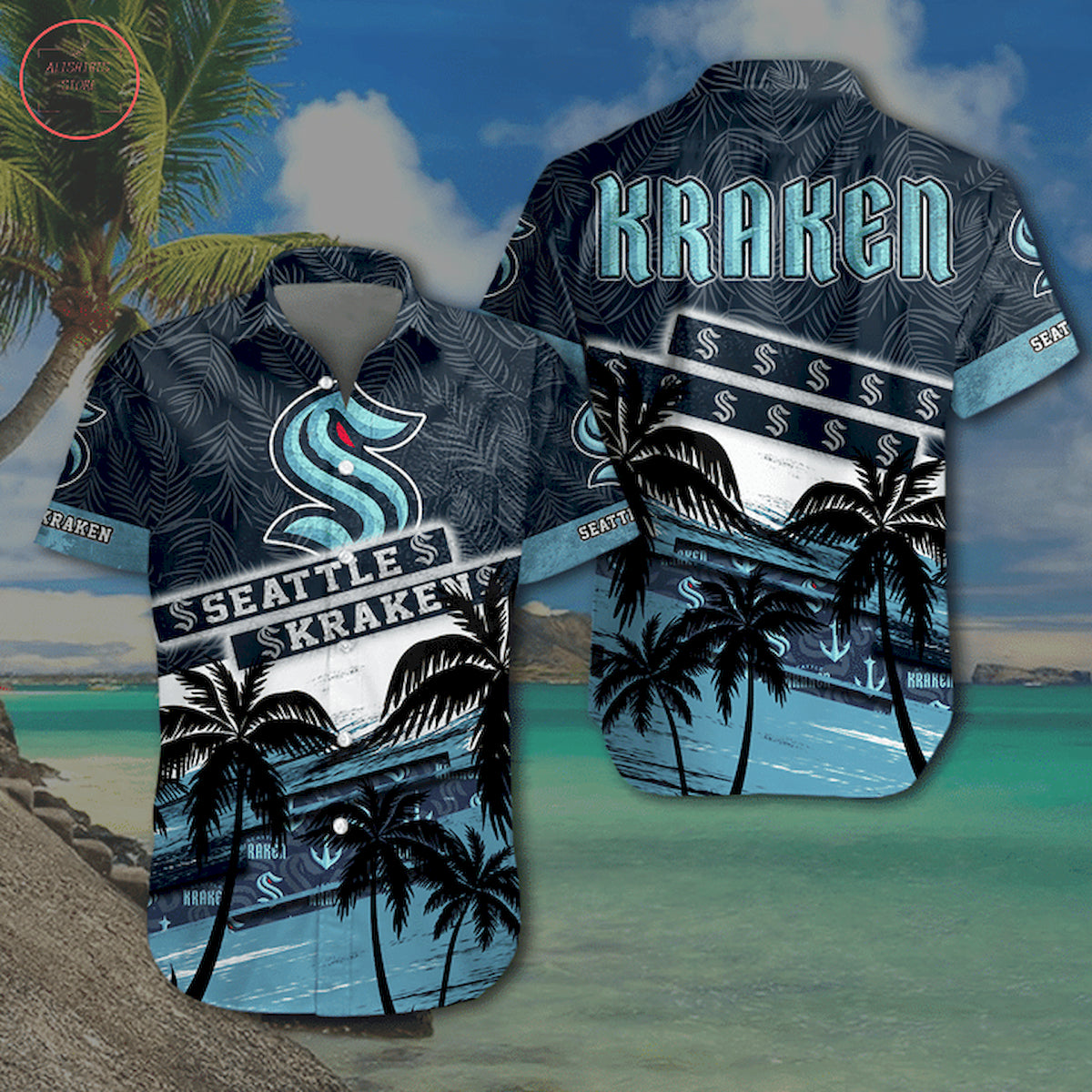 Nhl Seattle Kraken Hawaiian Shirt - Famjoys Nhl Seattle Kraken Hawaiian Shirt - Famjoys