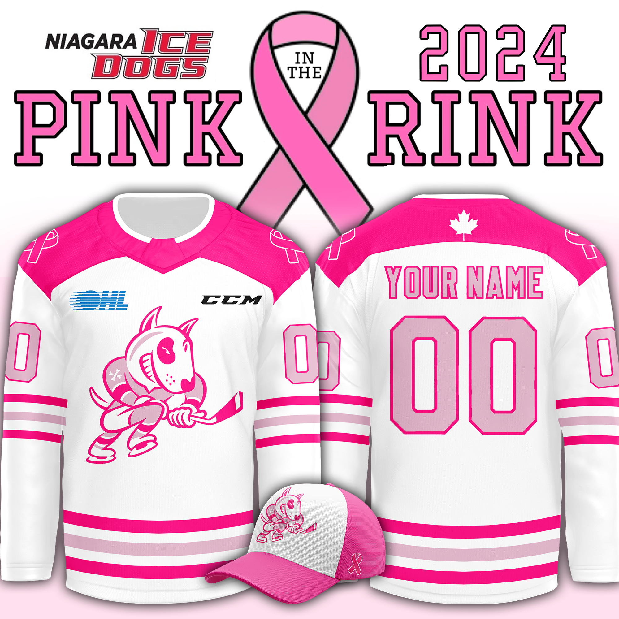 Niagara IceDogs x Pink in the Rink Night Custom Jersey - Famjoys Niagara IceDogs x Pink in the Rink Night Custom Jersey - Famjoys