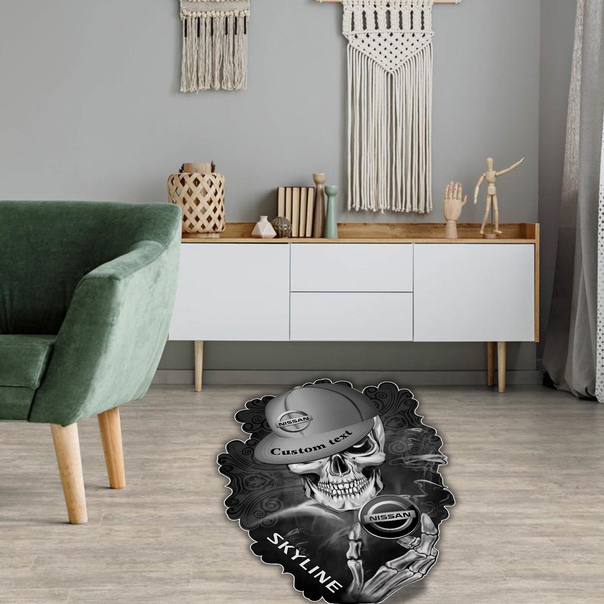 Nissan skyline Skull Shaped Luxurious Doormat, Rug Home Decor, Custom name - Famjoys Nissan skyline Skull Shaped Luxurious Doormat, Rug Home Decor, Custom name - Famjoys