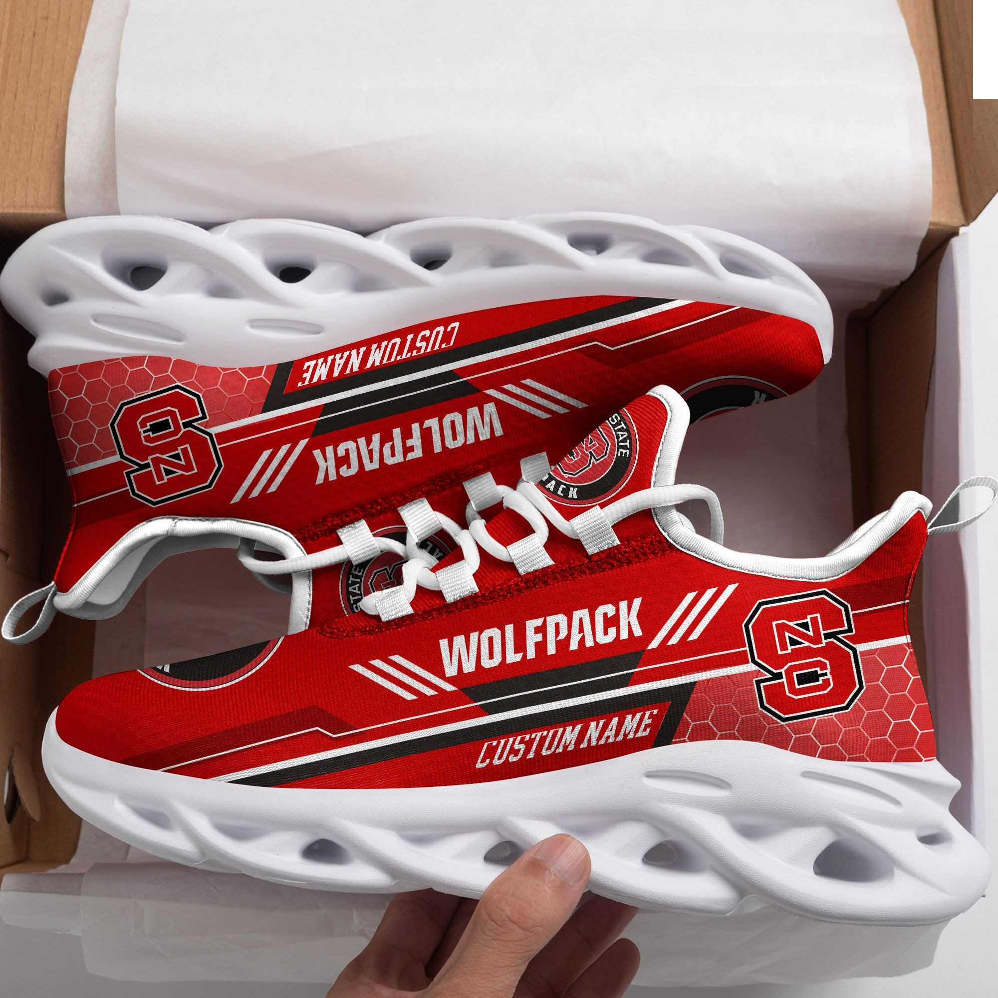 North Carolina State Wolfpack Custom Personalized Max Soul Sneakers Shoes  North Carolina