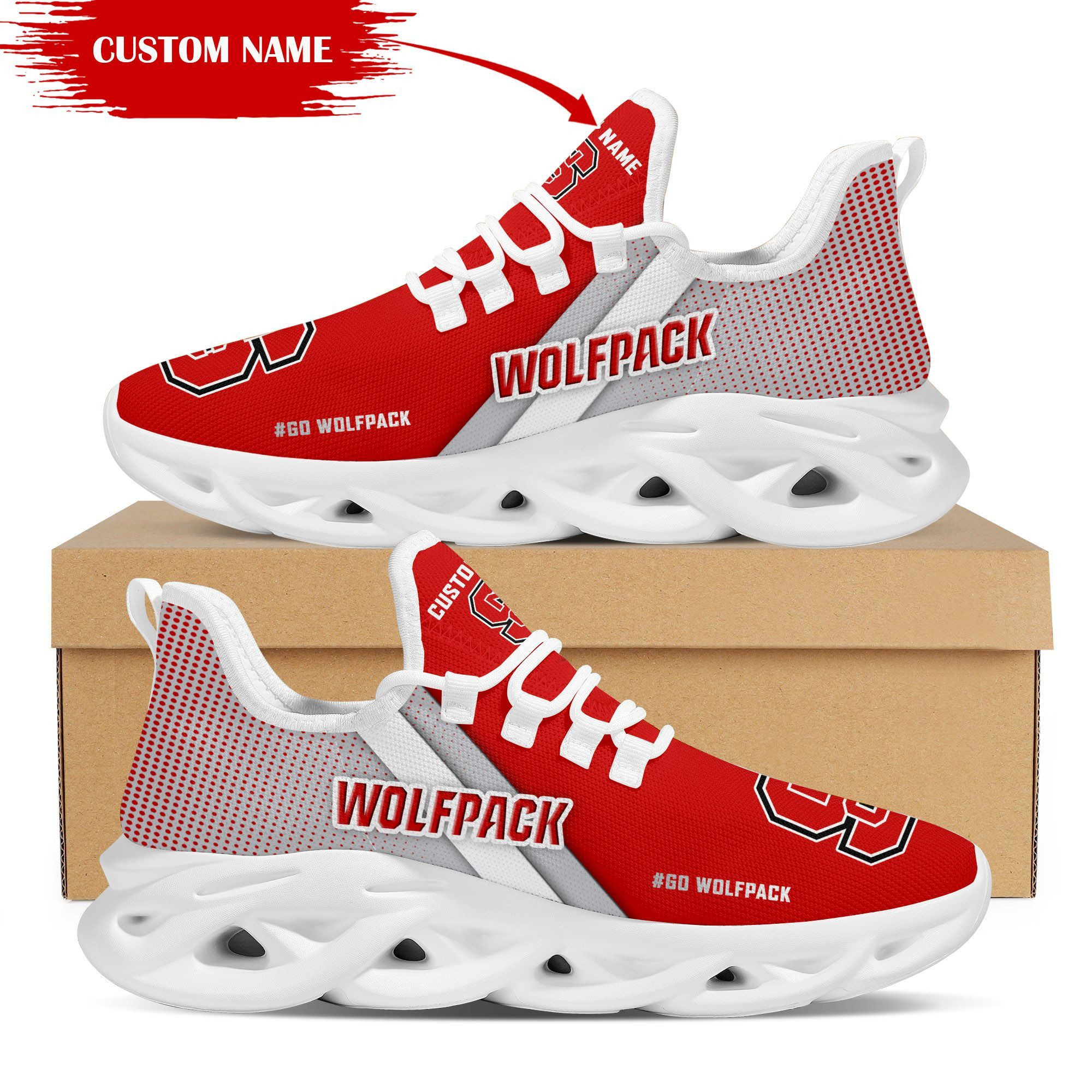 North Carolina State Wolfpack Custom Personalized Max Soul Sneakers Shoes North Carolina State University For Men - Famjoys North Carolina State Wolfpack Custom Personalized Max Soul Sneakers Shoes North Carolina State University For Men - Famjoys