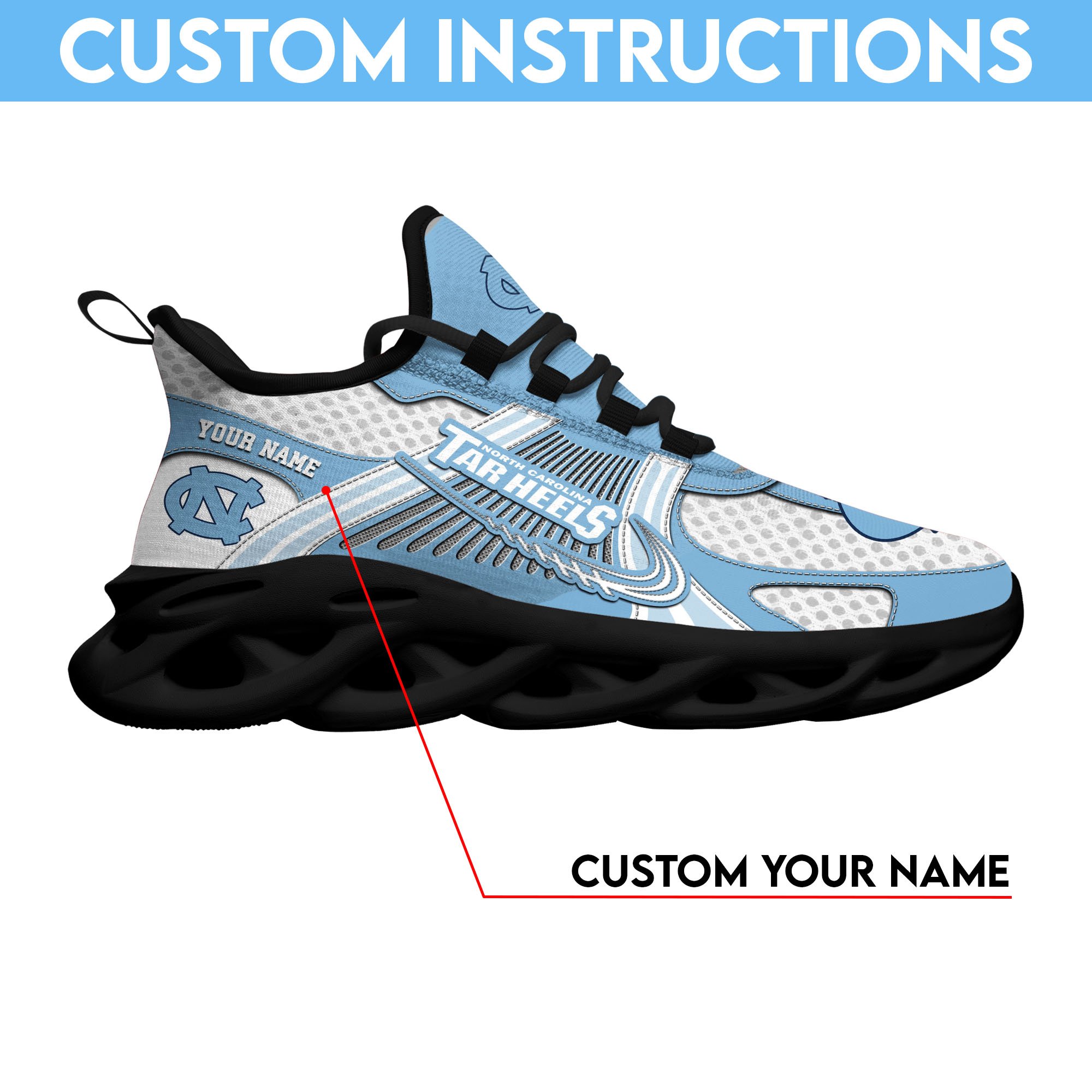 North Carolina Tar Heels Clunky Sneakers Custom Your Name, Sport Sneakers ETRG-62343 - Famjoys North Carolina Tar Heels Clunky Sneakers Custom Your Name, Sport Sneakers ETRG-62343 - Famjoys