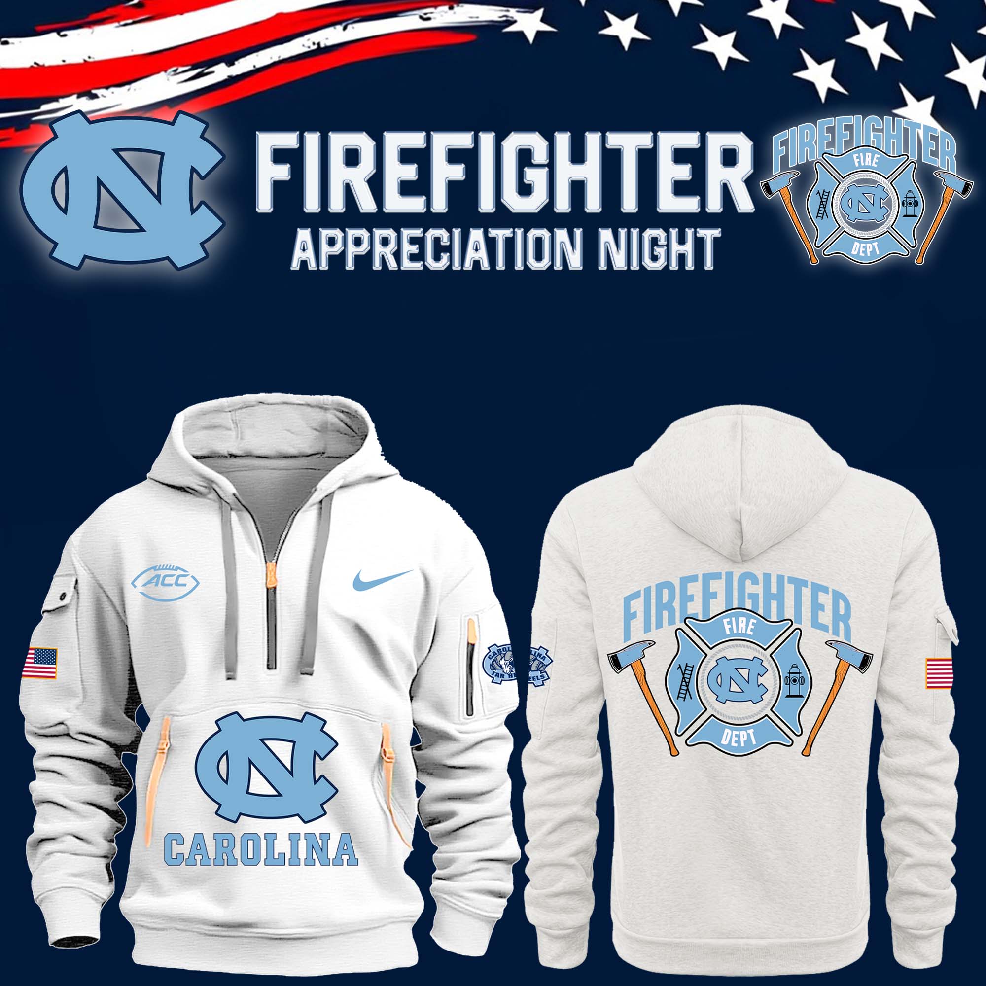 North Carolina Tar Heels football x Firefighter Appreciation Night Premium Hoodie - Famjoys North Carolina Tar Heels football x Firefighter Appreciation Night Premium Hoodie - Famjoys