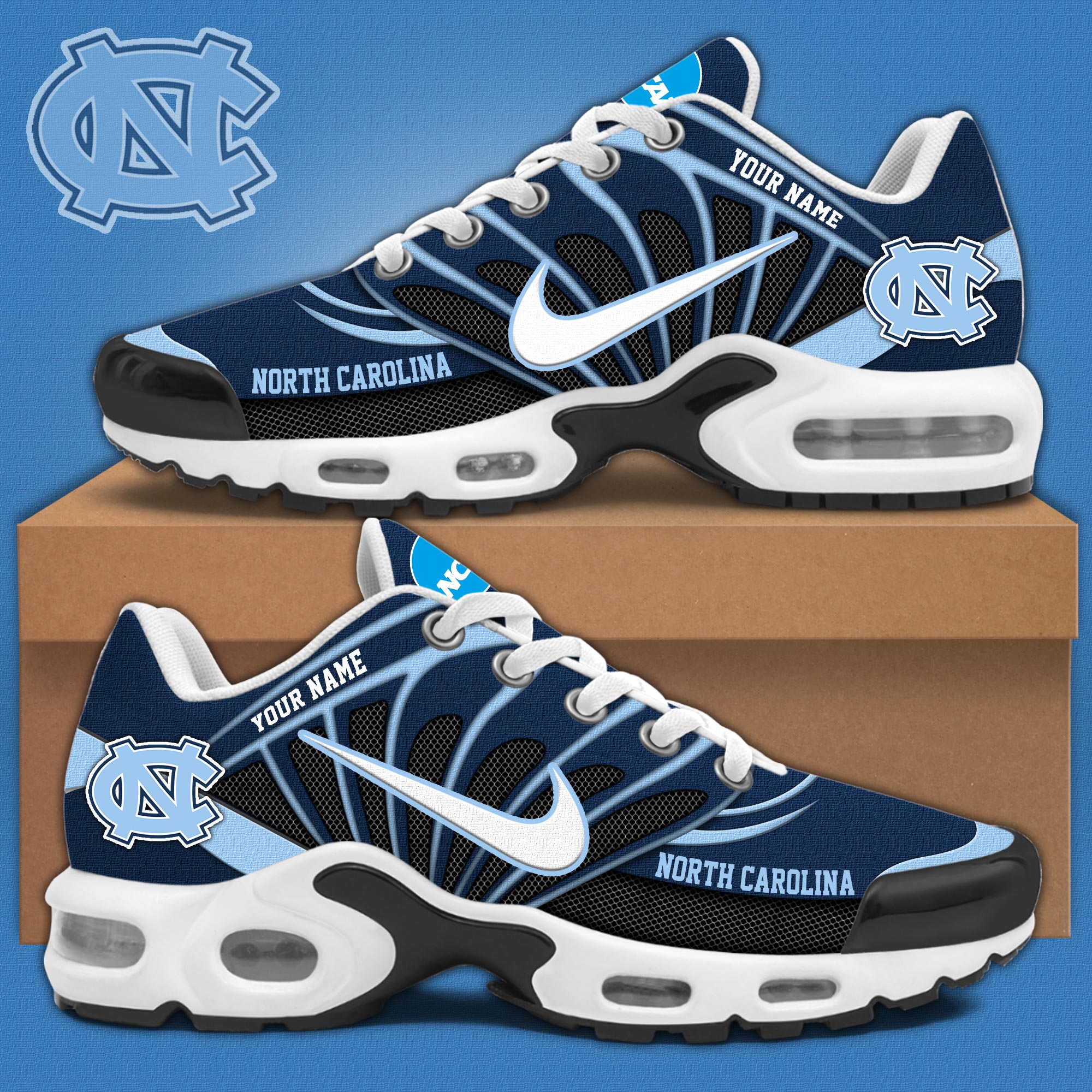 North Carolina Tar Heels Mens Basketball Air Max Plus Sneakers - Famjoys North Carolina Tar Heels Mens Basketball Air Max Plus Sneakers - Famjoys