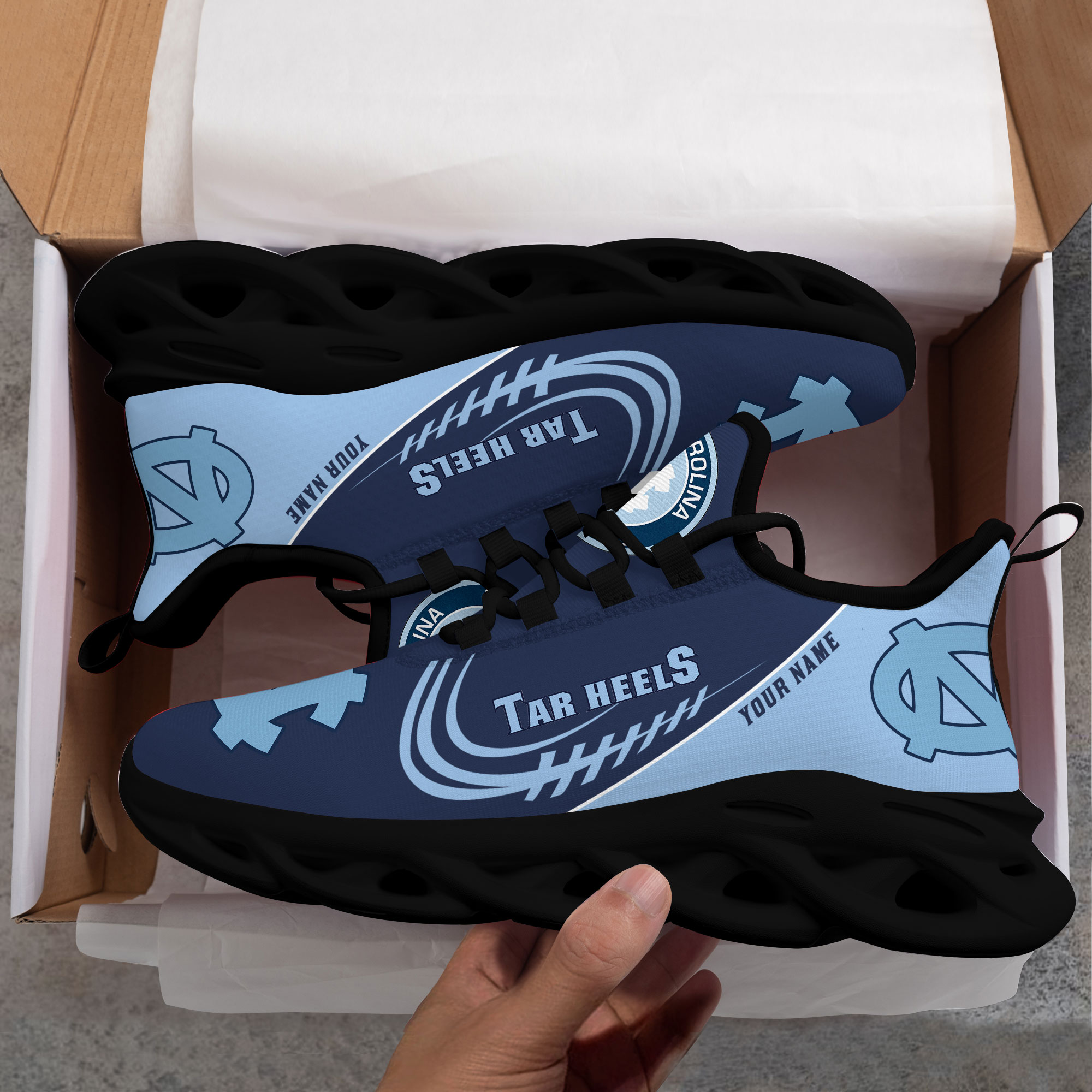 North Carolina Tar Heels PERSONALIZED MAX SOUL SHOES T1 - Famjoys North Carolina Tar Heels PERSONALIZED MAX SOUL SHOES T1 - Famjoys