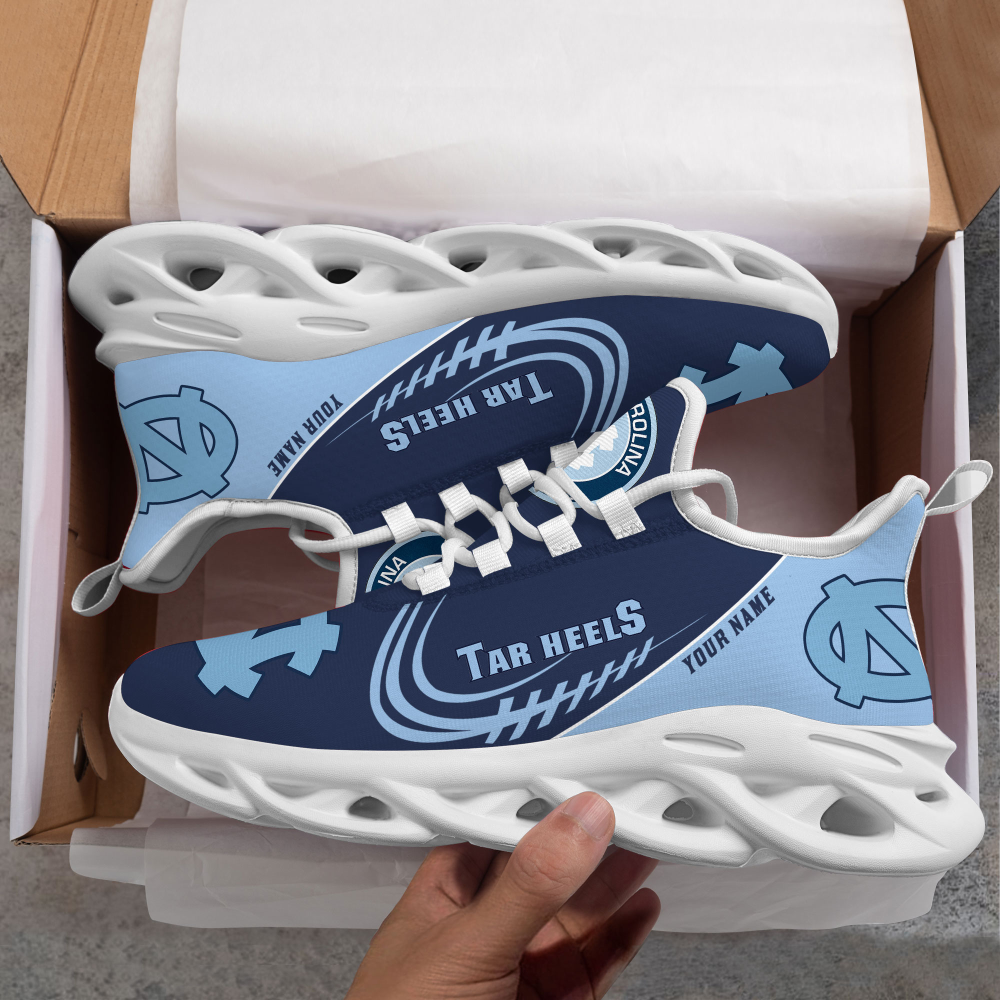 North Carolina Tar Heels PERSONALIZED MAX SOUL SHOES T1 - Famjoys North Carolina Tar Heels PERSONALIZED MAX SOUL SHOES T1 - Famjoys