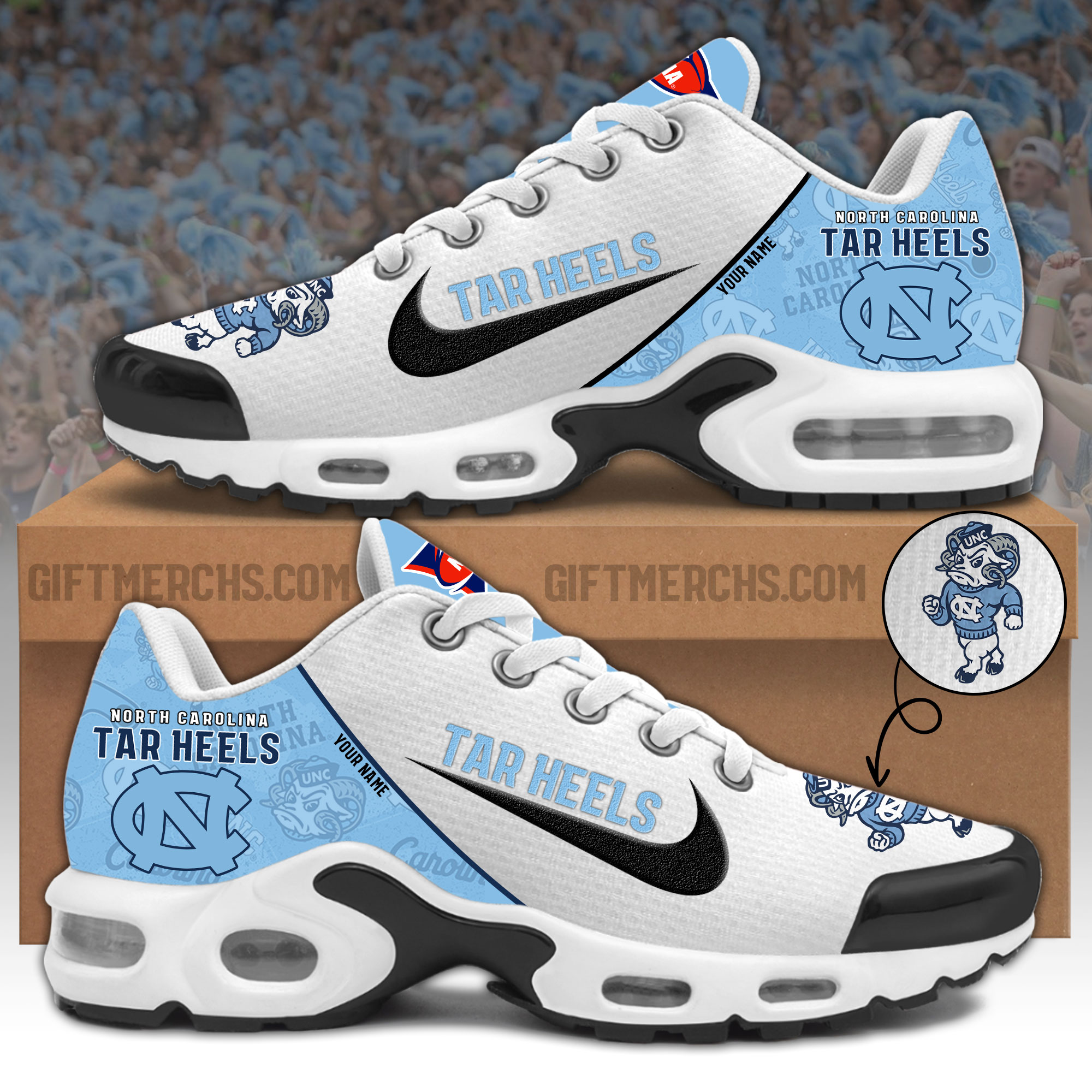 North Carolina Tar Heels Personalized Shoes - Famjoys North Carolina Tar Heels Personalized Shoes - Famjoys