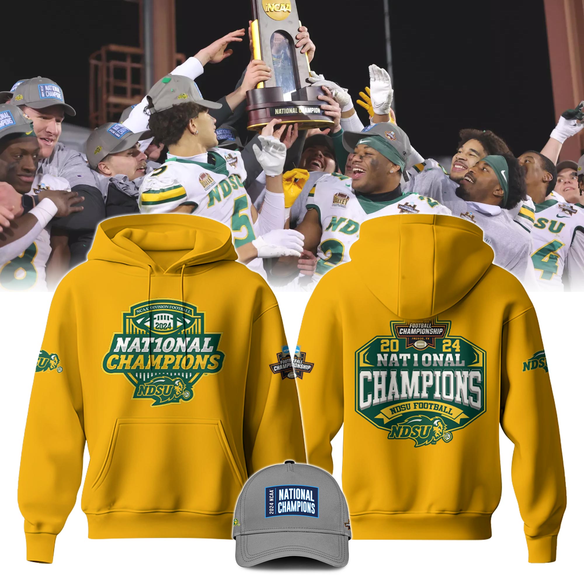 North Dakota State Bison Champion Hoodie Color Yellow - Famjoys North Dakota State Bison Champion Hoodie Color Yellow - Famjoys
