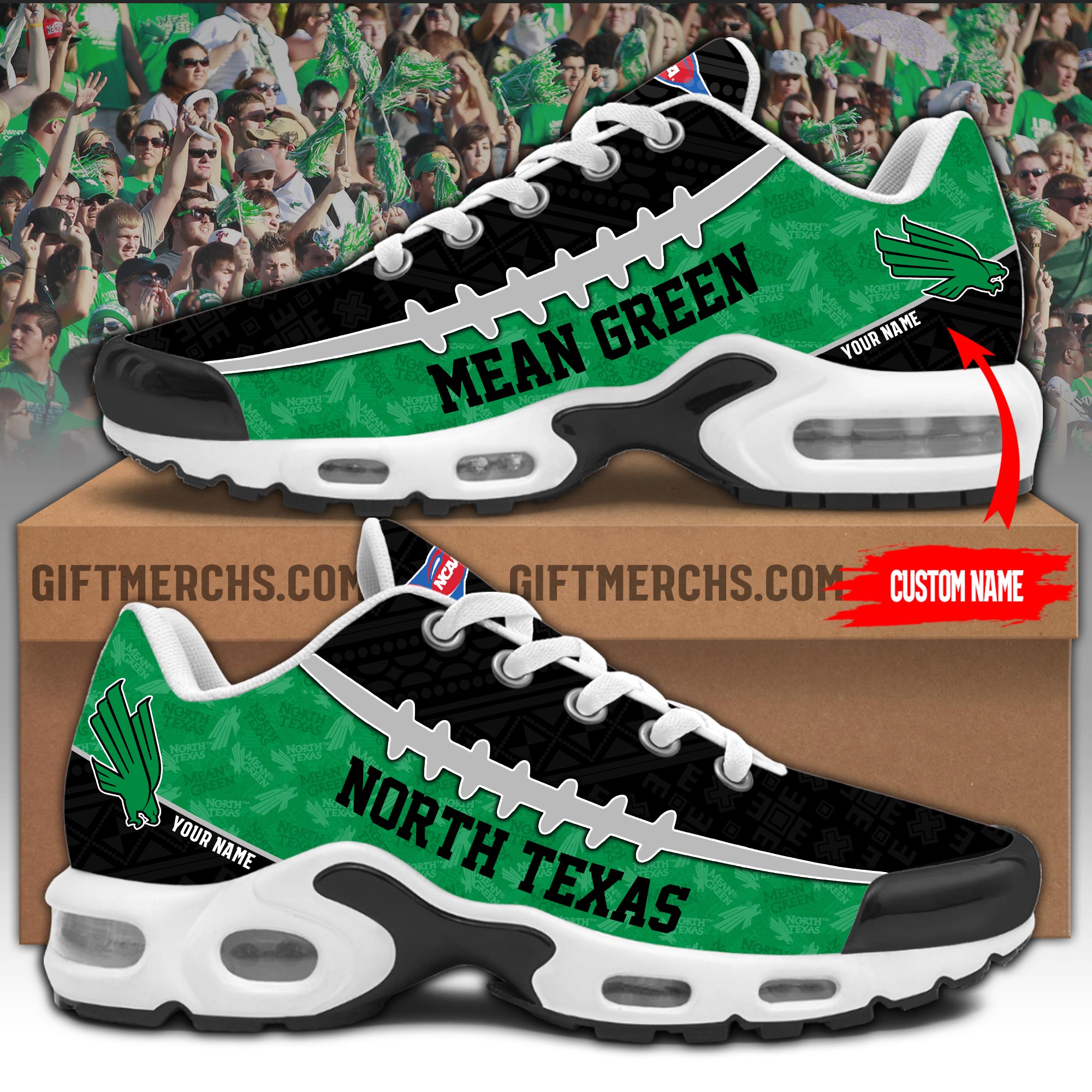 North Texas Mean Green Personalized Shoes - Famjoys North Texas Mean Green Personalized Shoes - Famjoys