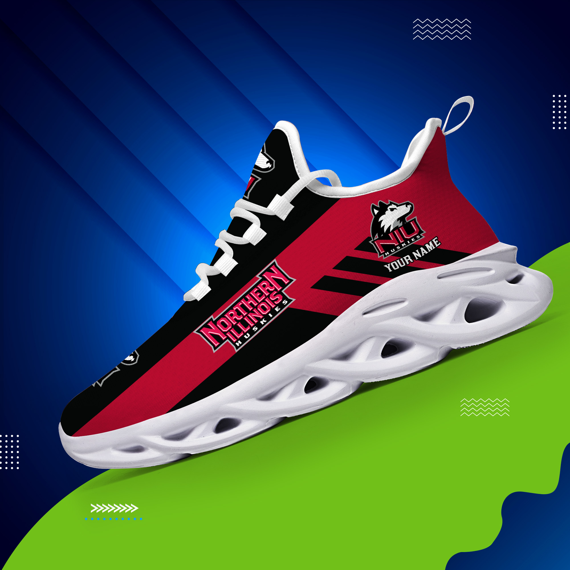 Northern Illinois Huskies Custom Name PERSONALIZED MAX SOUL SHOES DS004 - Famjoys Northern Illinois Huskies Custom Name PERSONALIZED MAX SOUL SHOES DS004 - Famjoys