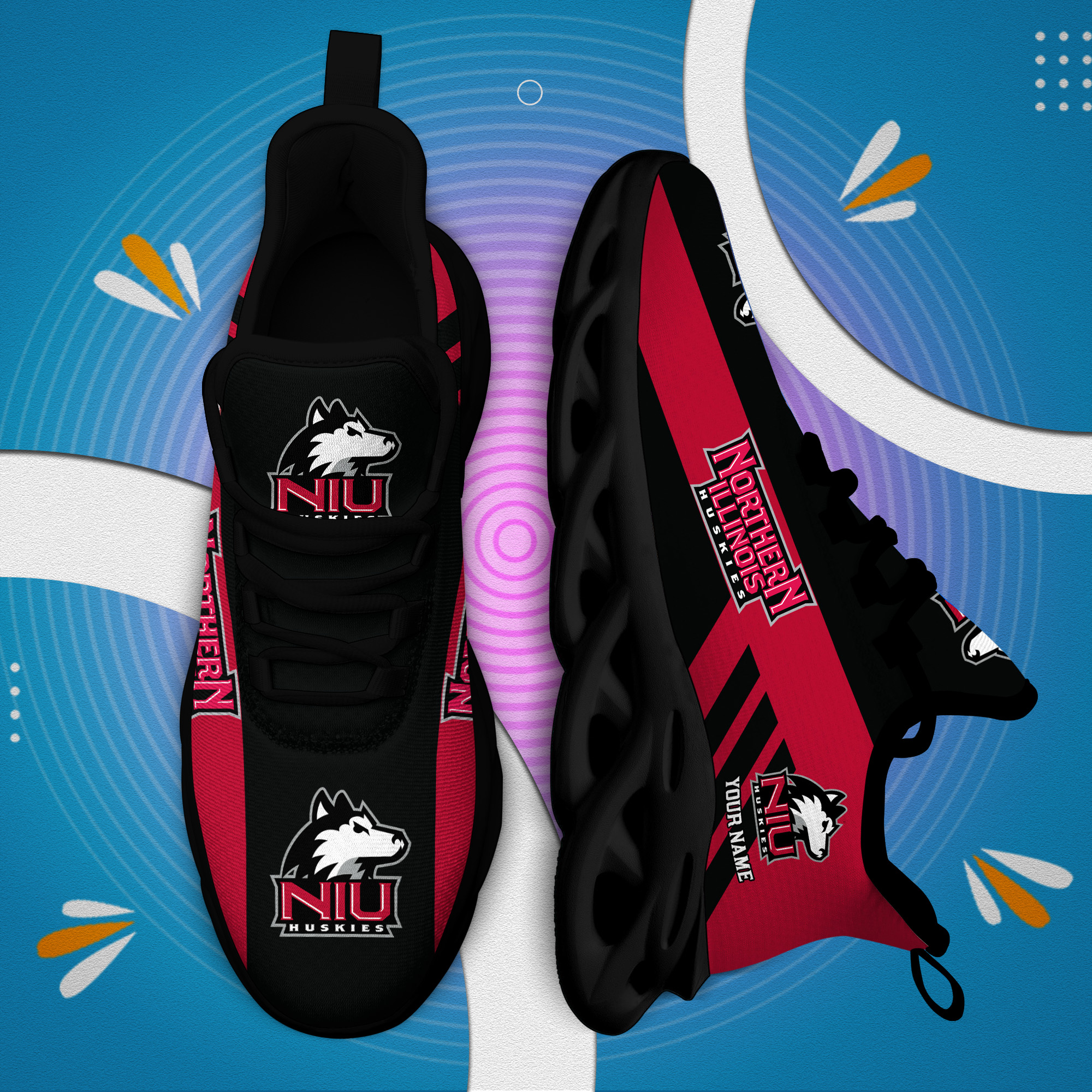 Northern Illinois Huskies Custom Name PERSONALIZED MAX SOUL SHOES DS004 - Famjoys Northern Illinois Huskies Custom Name PERSONALIZED MAX SOUL SHOES DS004 - Famjoys