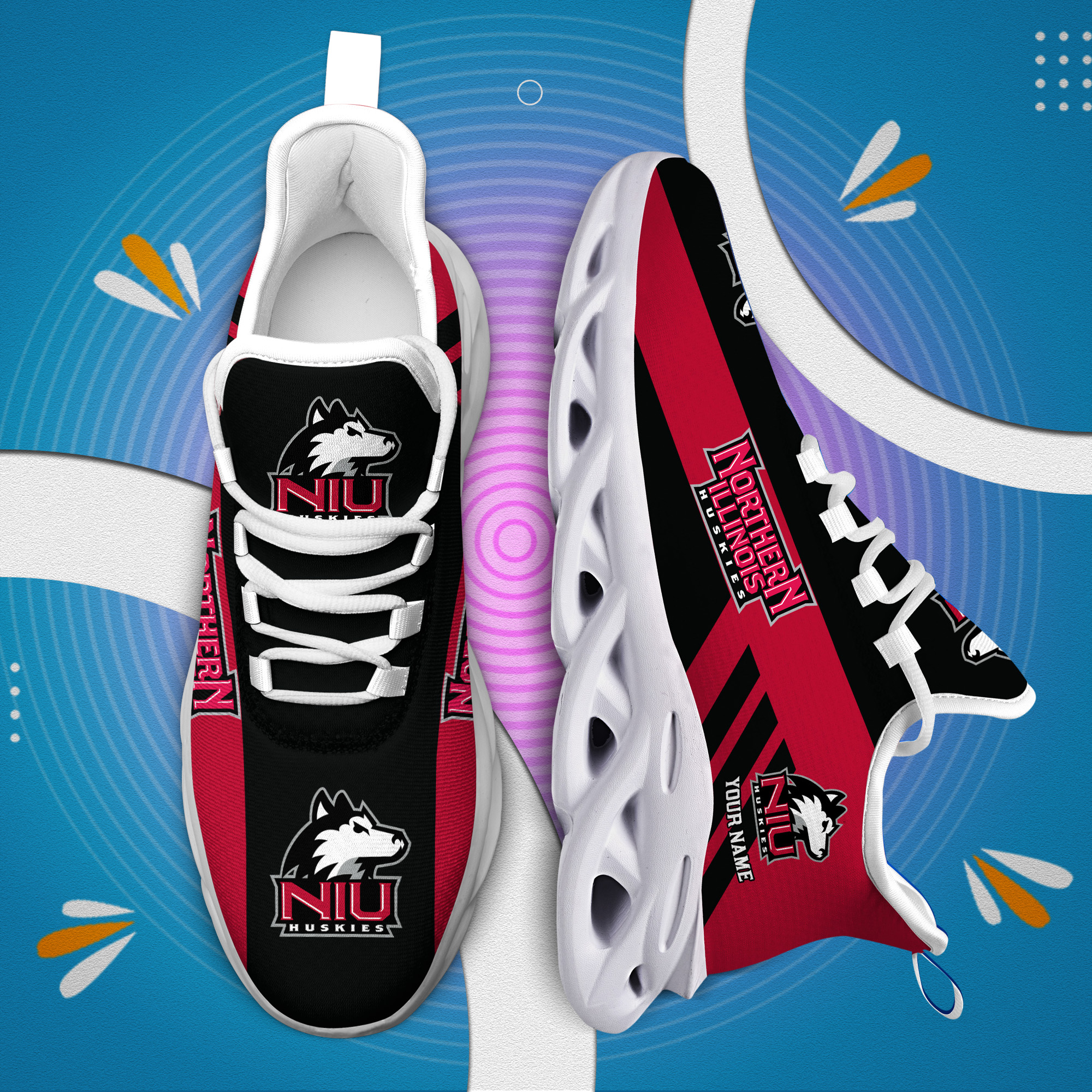 Northern Illinois Huskies Custom Name PERSONALIZED MAX SOUL SHOES DS004 - Famjoys Northern Illinois Huskies Custom Name PERSONALIZED MAX SOUL SHOES DS004 - Famjoys