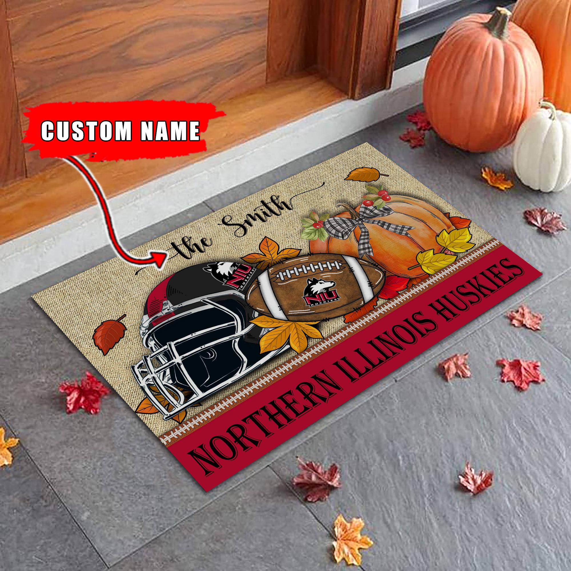 Northern Illinois Huskies Fall Football Doormat - Famjoys Northern Illinois Huskies Fall Football Doormat - Famjoys