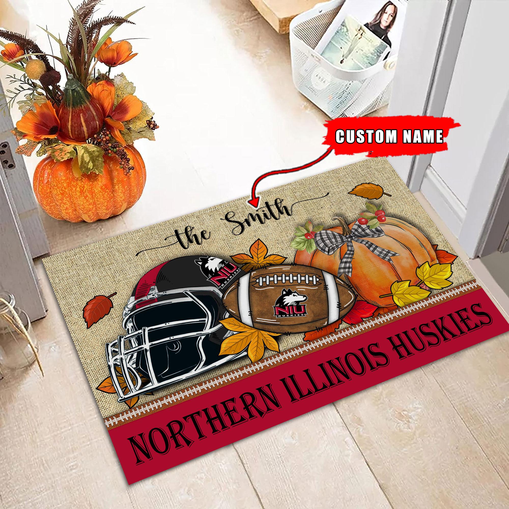 Northern Illinois Huskies Fall Football Doormat - Famjoys Northern Illinois Huskies Fall Football Doormat - Famjoys