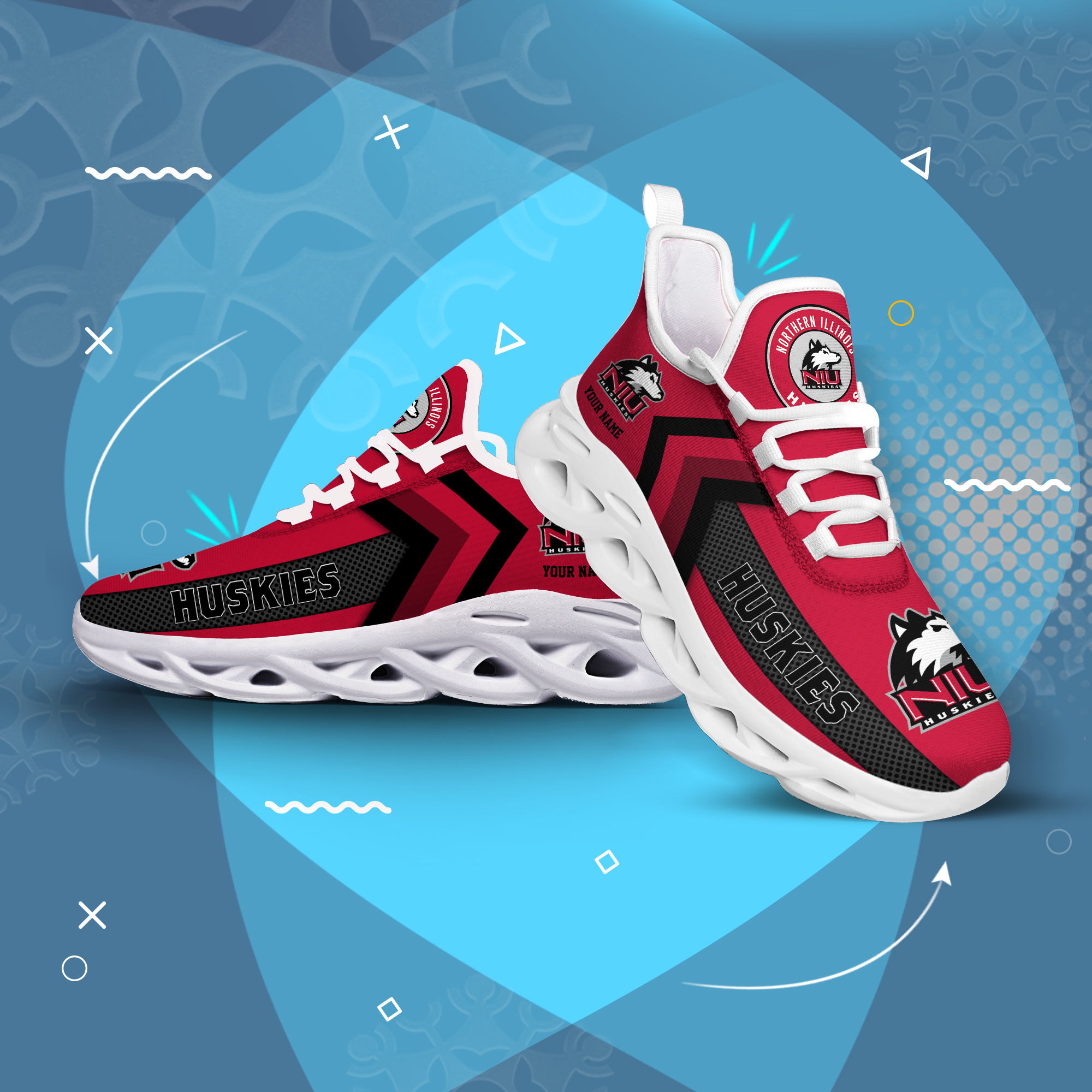 Northern Illinois Huskies Personalized Custom Name Max Soul Shoes DS003 - Famjoys Northern Illinois Huskies Personalized Custom Name Max Soul Shoes DS003 - Famjoys