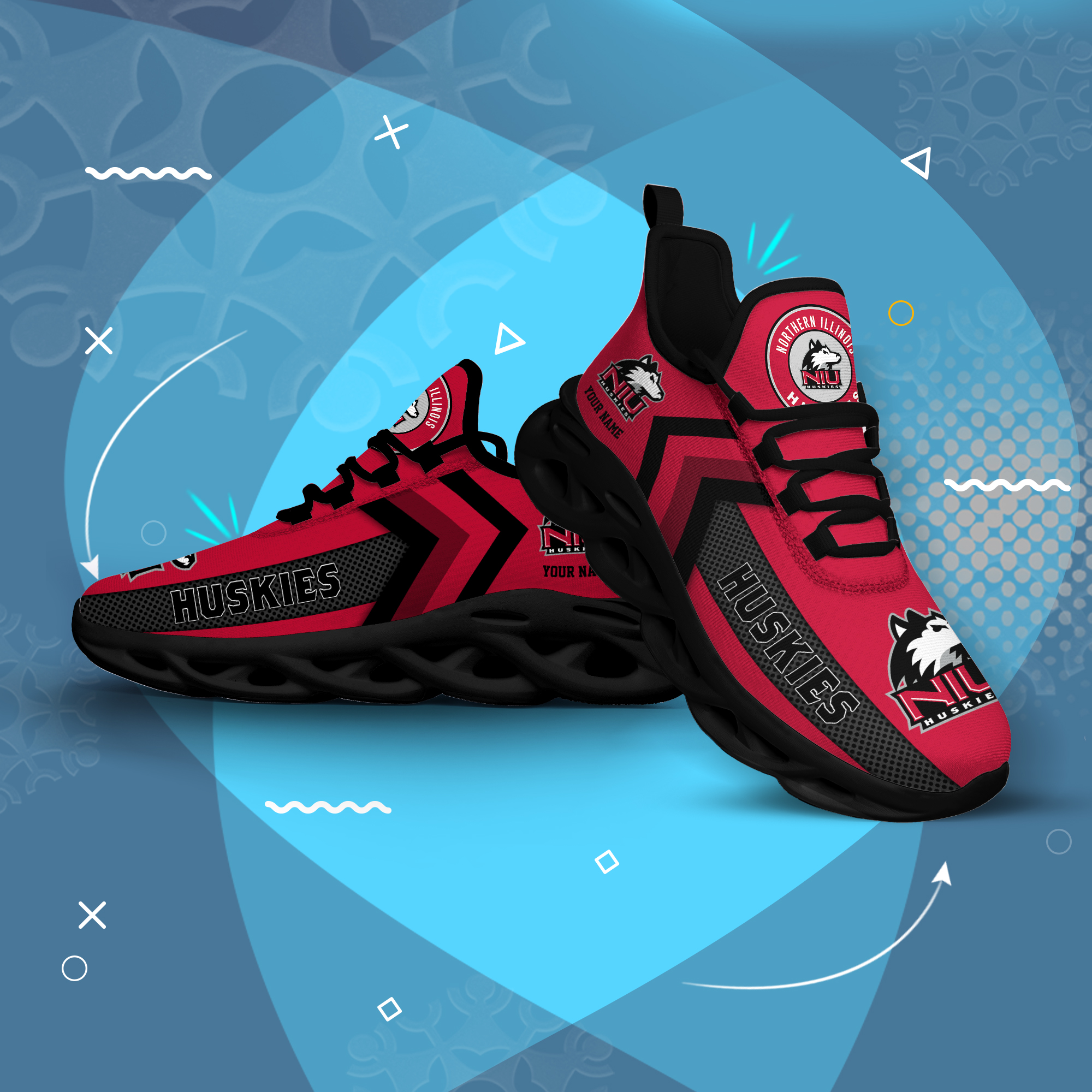 Northern Illinois Huskies Personalized Custom Name Max Soul Shoes DS003 - Famjoys Northern Illinois Huskies Personalized Custom Name Max Soul Shoes DS003 - Famjoys