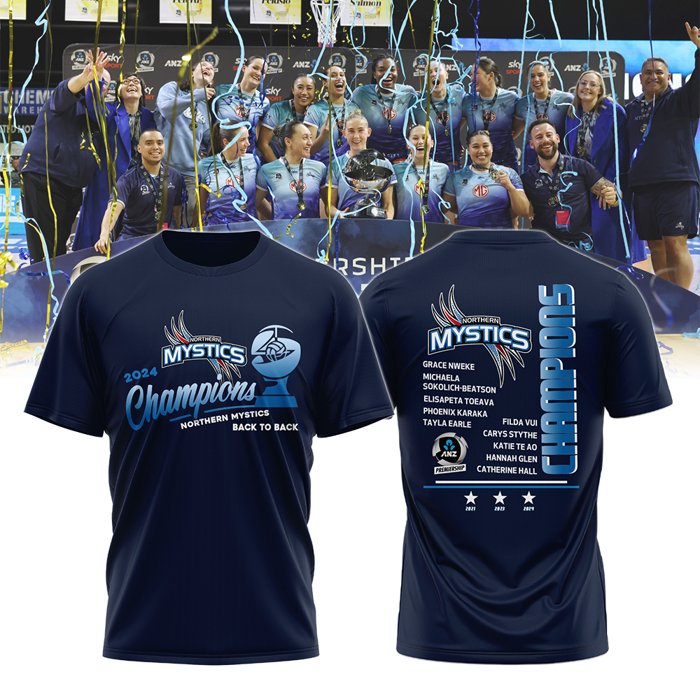 Northern Mystics Tshirt ANZ Premiership Champions Limited - Famjoys Northern Mystics Tshirt ANZ Premiership Champions Limited - Famjoys