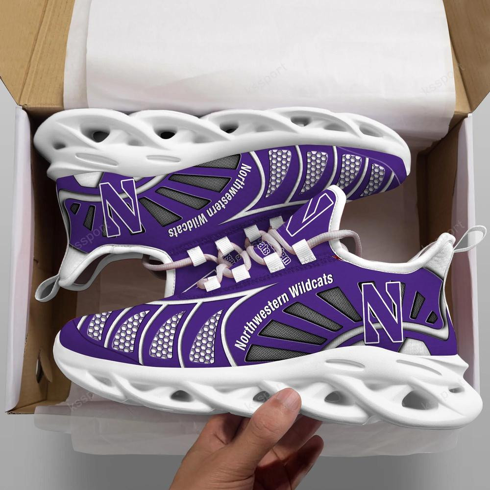 Northwestern Wildcats Max Soul Clunky, Black And White Running Shoes - Famjoys Northwestern Wildcats Max Soul Clunky, Black And White Running Shoes - Famjoys