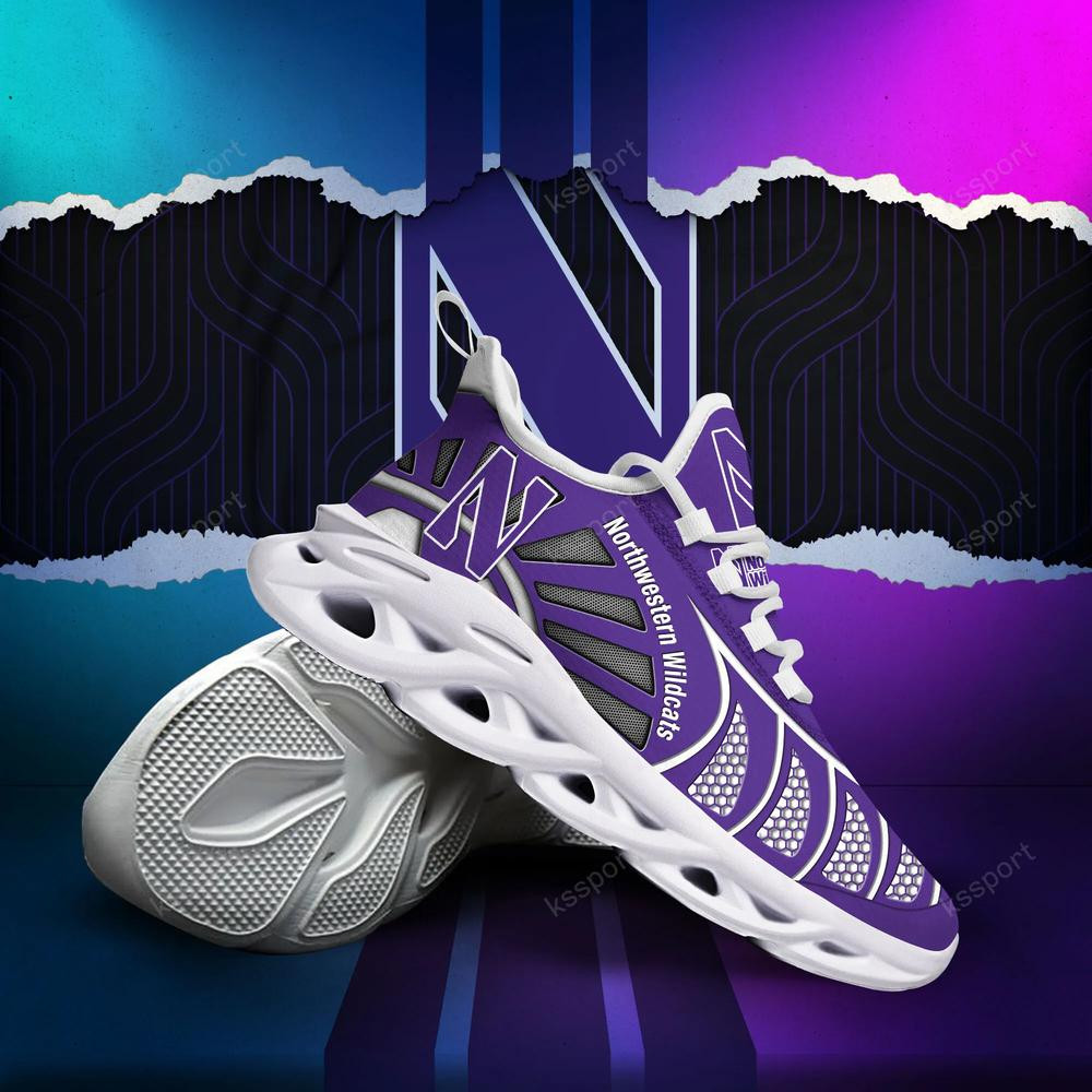 Northwestern Wildcats Max Soul Clunky, Black And White Running Shoes - Famjoys Northwestern Wildcats Max Soul Clunky, Black And White Running Shoes - Famjoys