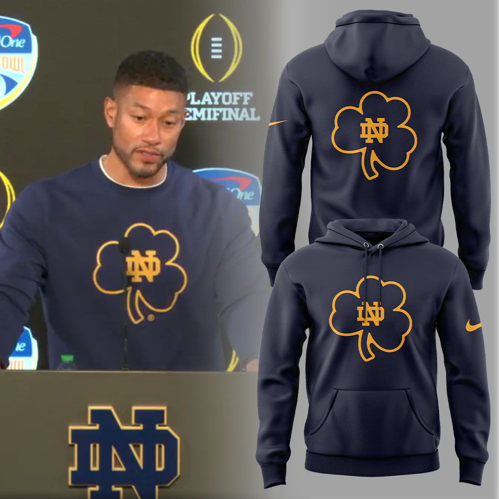 Notre Dame Coach Marcus Freeman CLOVER Hoodie Set - Famjoys Notre Dame Coach Marcus Freeman CLOVER Hoodie Set - Famjoys