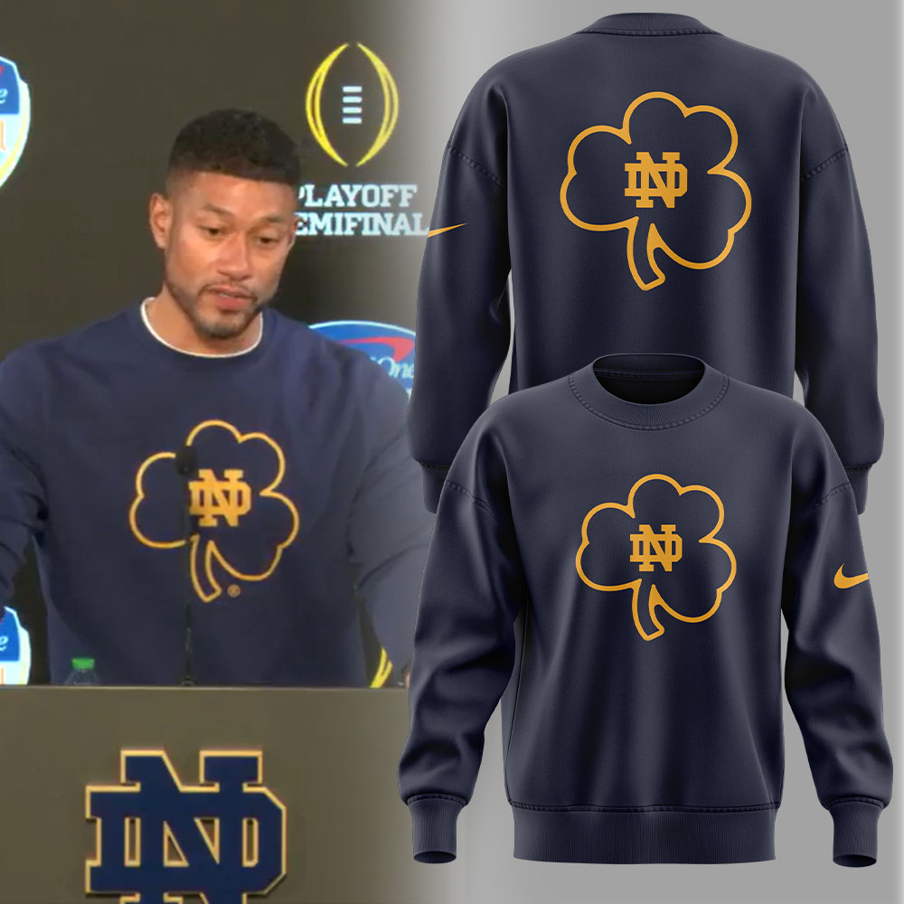 Notre Dame Coach Marcus Freeman CLOVER Sweatshirt - Famjoys Notre Dame Coach Marcus Freeman CLOVER Sweatshirt - Famjoys