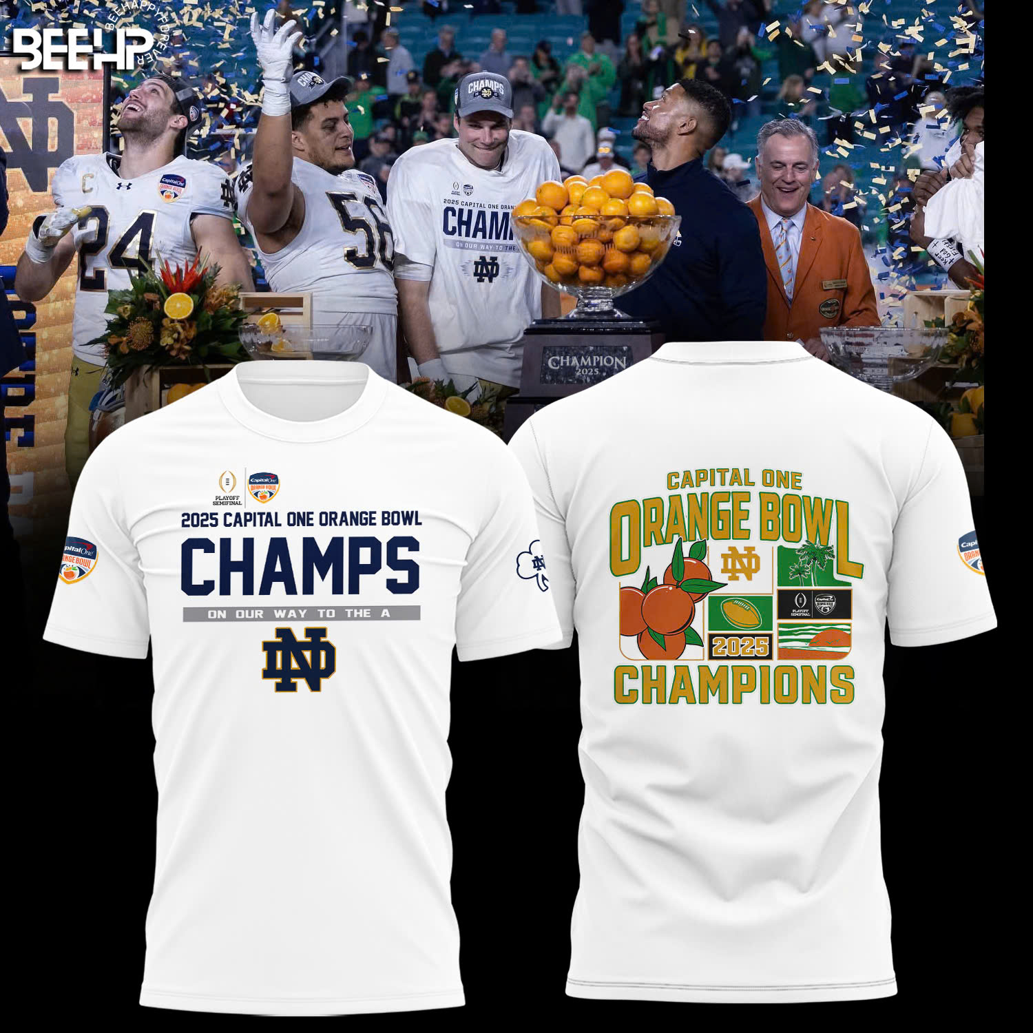 Notre Dame Fighting Irish 2025 Orange Bowl Champions Shirt - Famjoys Notre Dame Fighting Irish 2025 Orange Bowl Champions Shirt - Famjoys
