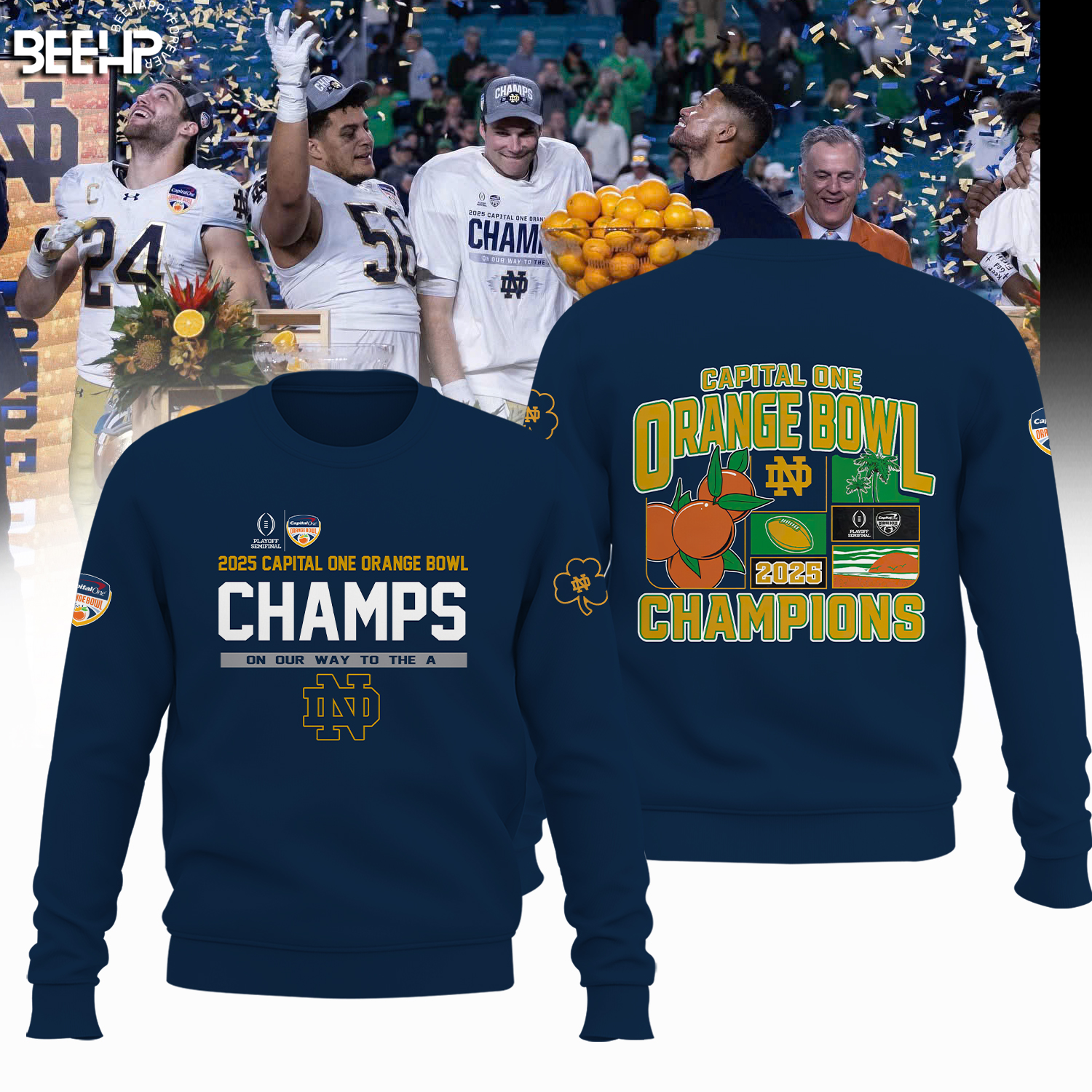 Notre Dame Fighting Irish 2025 Orange Bowl Champions Shirt - Famjoys Notre Dame Fighting Irish 2025 Orange Bowl Champions Shirt - Famjoys