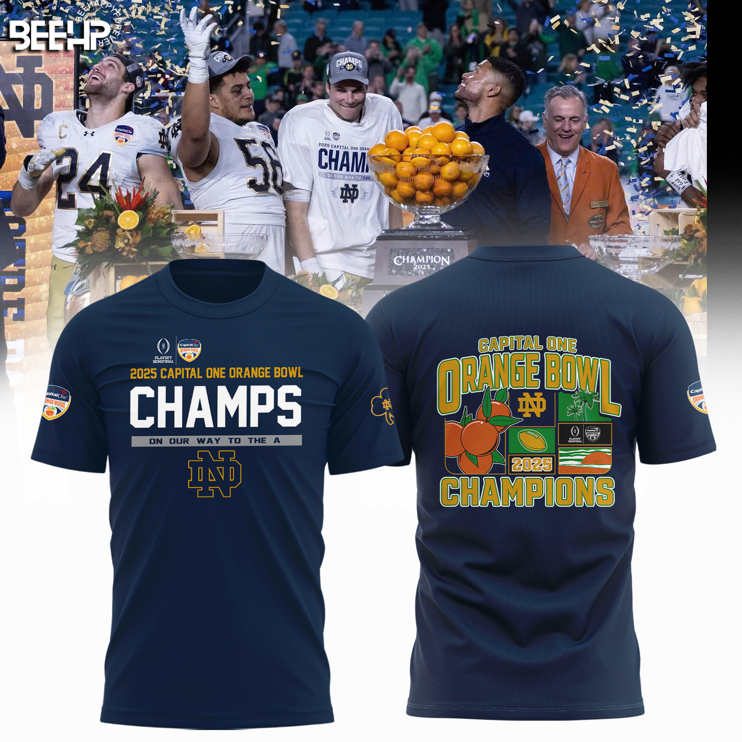 Notre Dame Fighting Irish 2025 Orange Bowl Champions Shirt - Famjoys Notre Dame Fighting Irish 2025 Orange Bowl Champions Shirt - Famjoys