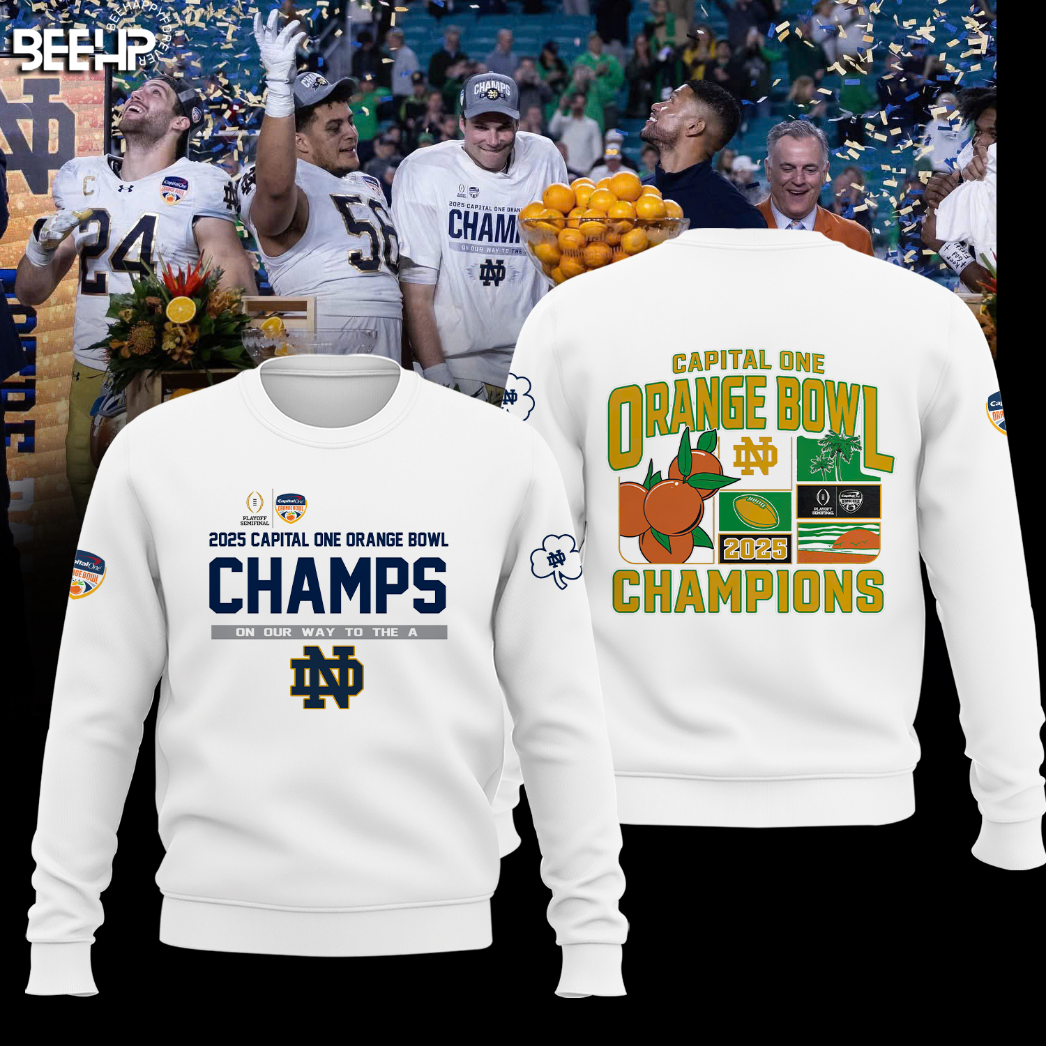 Notre Dame Fighting Irish 2025 Orange Bowl Champions Shirt - Famjoys Notre Dame Fighting Irish 2025 Orange Bowl Champions Shirt - Famjoys