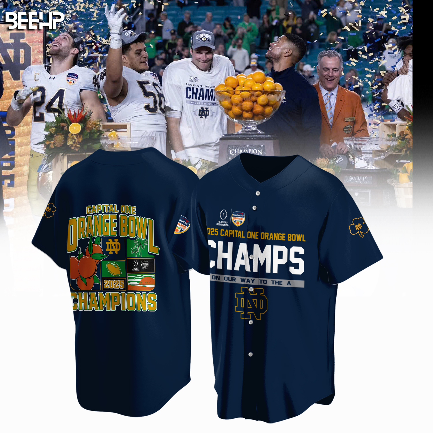 Notre Dame Fighting Irish 2025 Orange Bowl Champions Shirt - Famjoys Notre Dame Fighting Irish 2025 Orange Bowl Champions Shirt - Famjoys