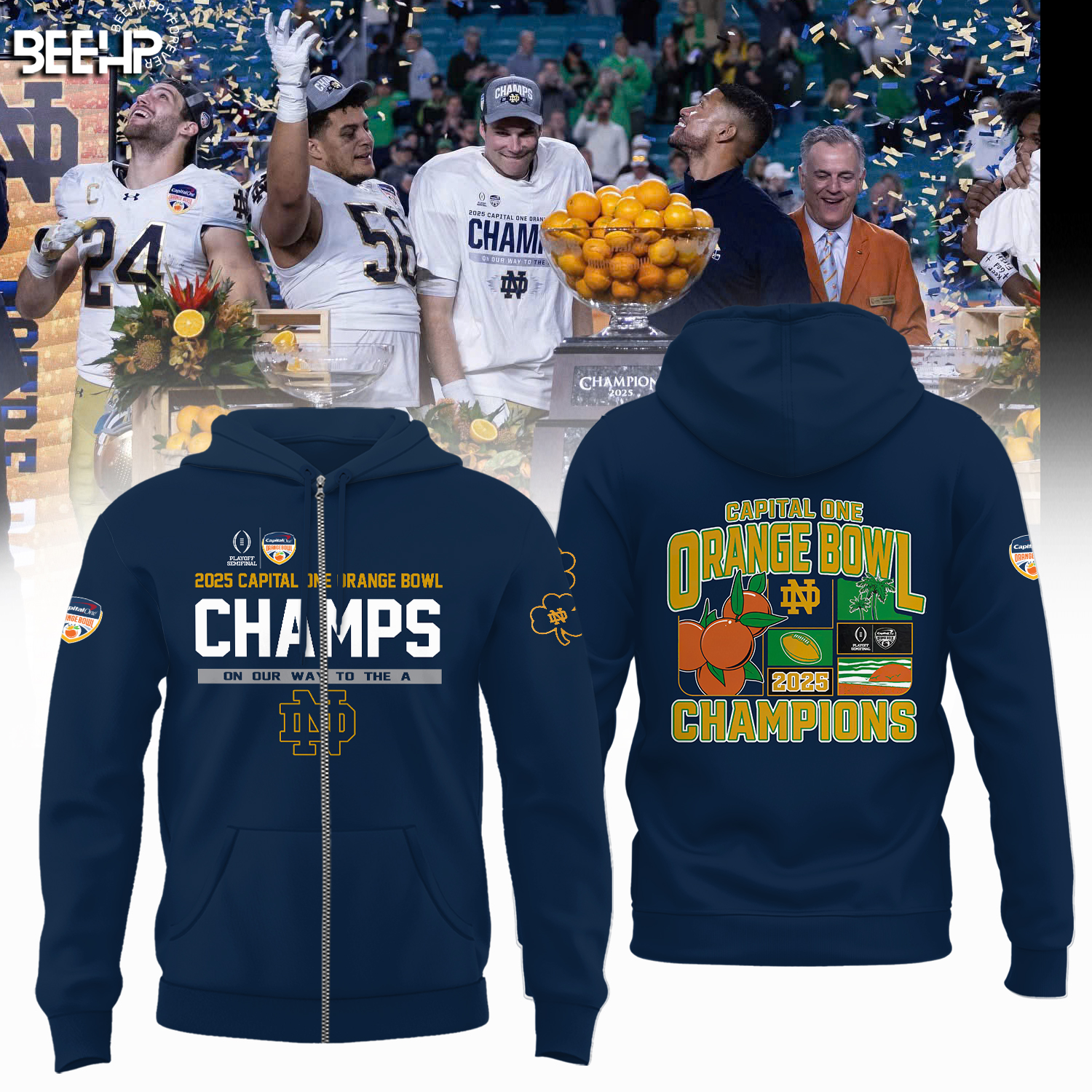 Notre Dame Fighting Irish 2025 Orange Bowl Champions Shirt - Famjoys Notre Dame Fighting Irish 2025 Orange Bowl Champions Shirt - Famjoys